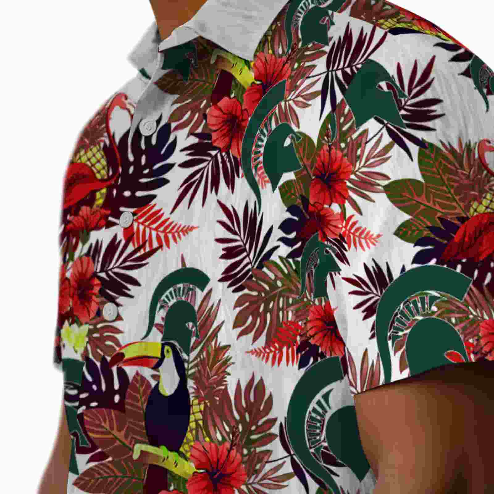 michigan state spartans floral toucan green red hawaiian shirt trendy