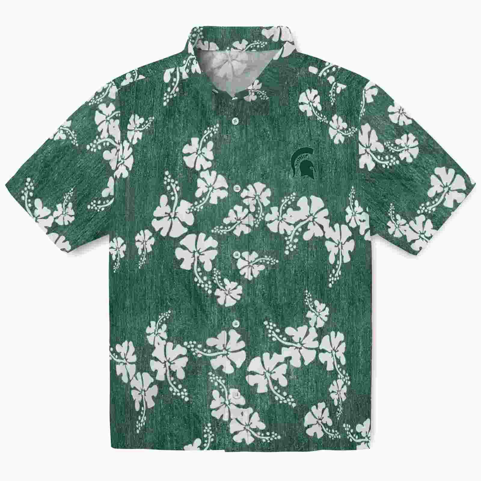 Michigan State Spartans Hibiscus Clusters Green Hawaiian Shirt