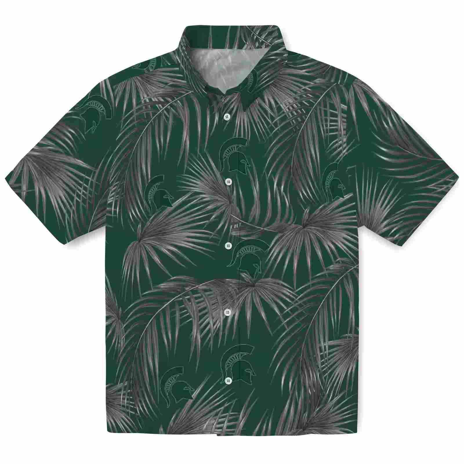 Michigan State Spartans Leafy Palms Green Hawaiian Shirt