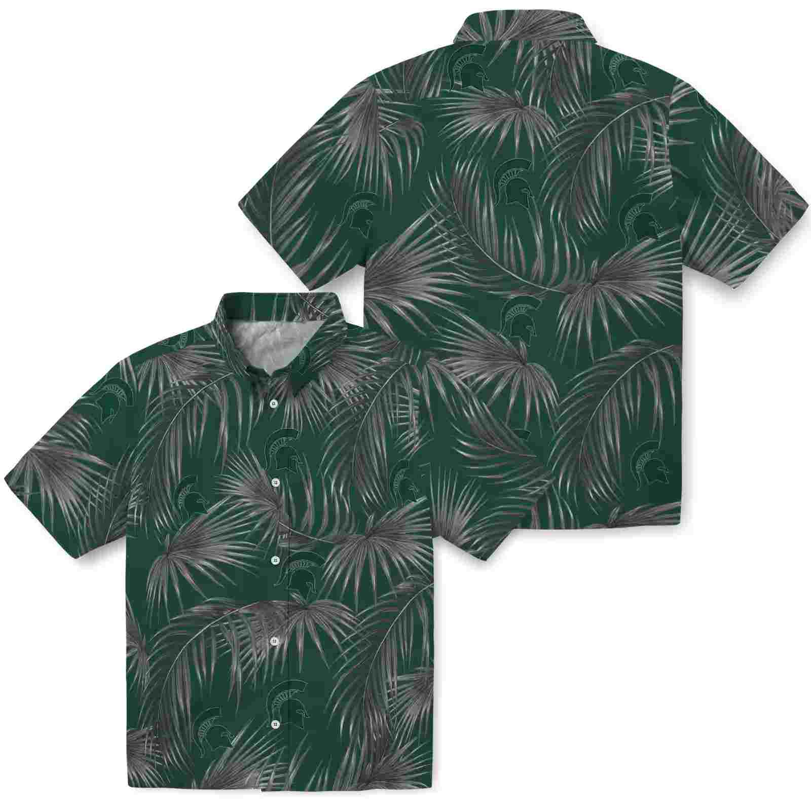 michigan state spartans leafy palms green hawaiian shirt high quality