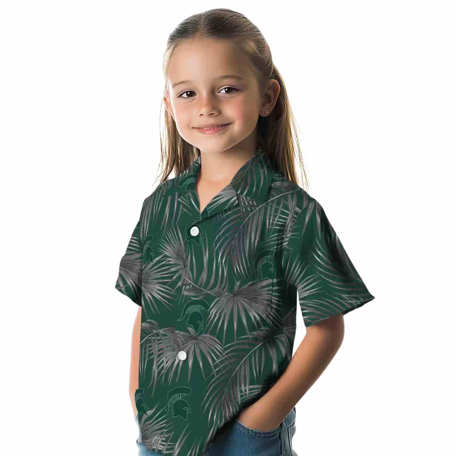 michigan state spartans leafy palms green hawaiian shirt premium grade