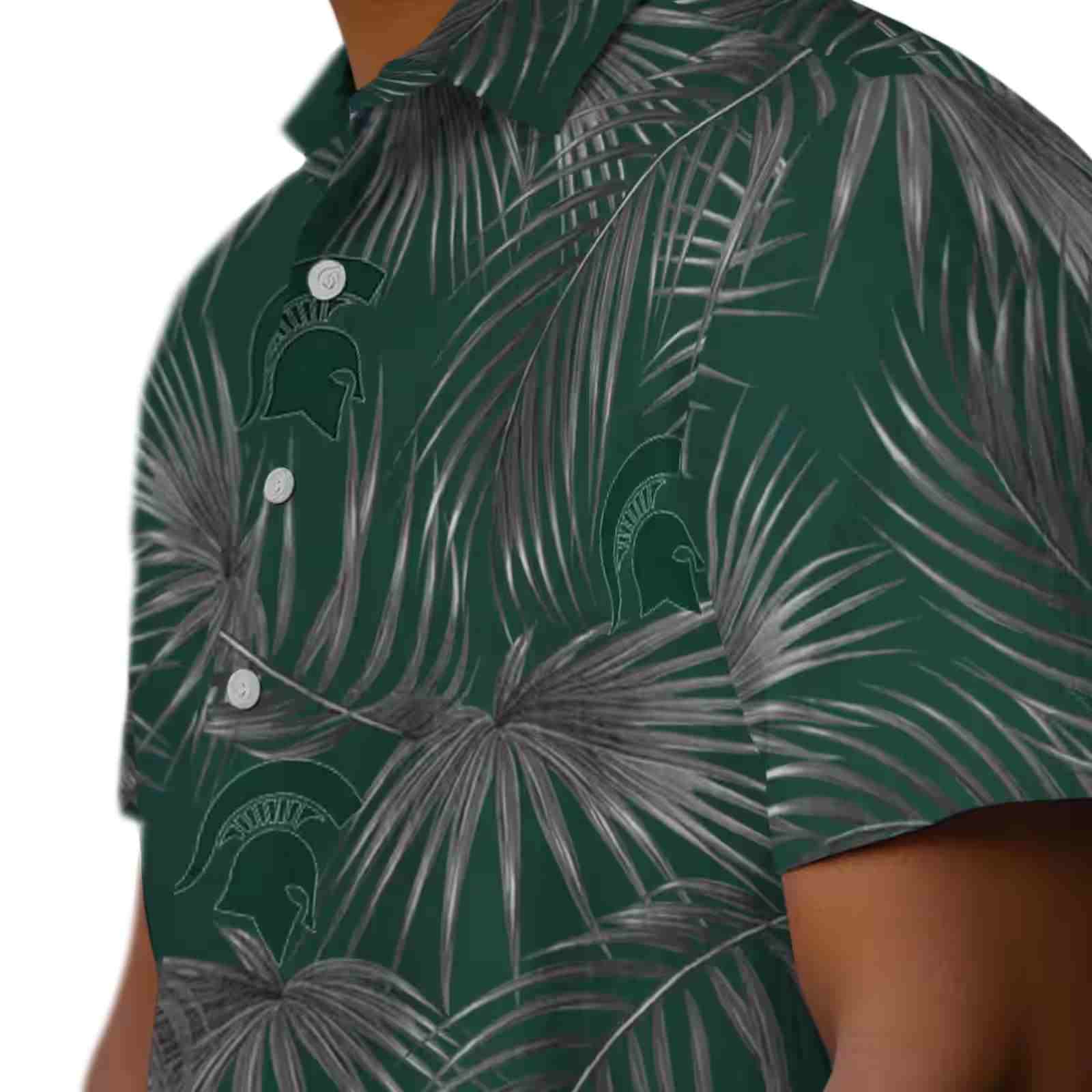 michigan state spartans leafy palms green hawaiian shirt trendy