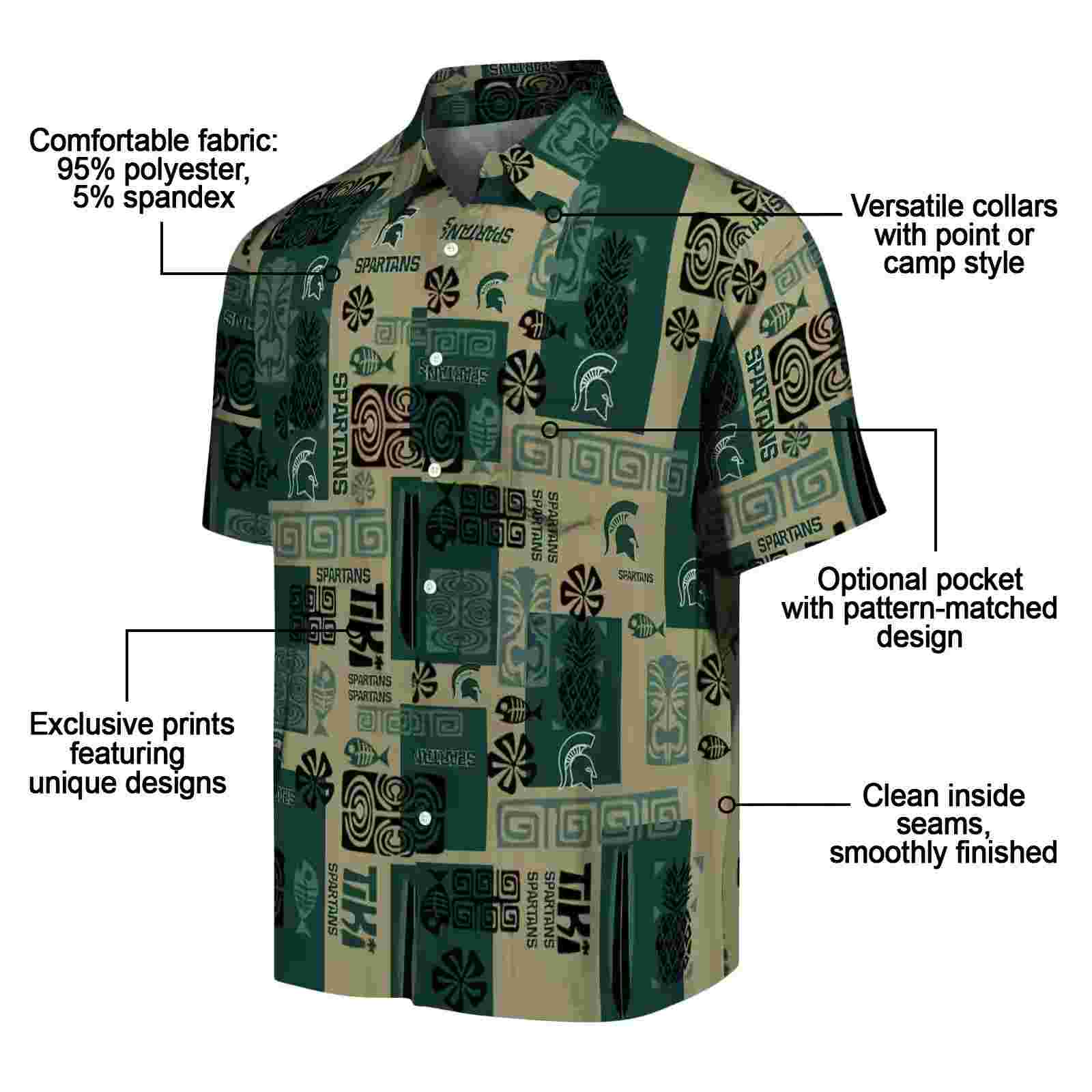 michigan state spartans tribal symbols green hawaiian shirt new arrival