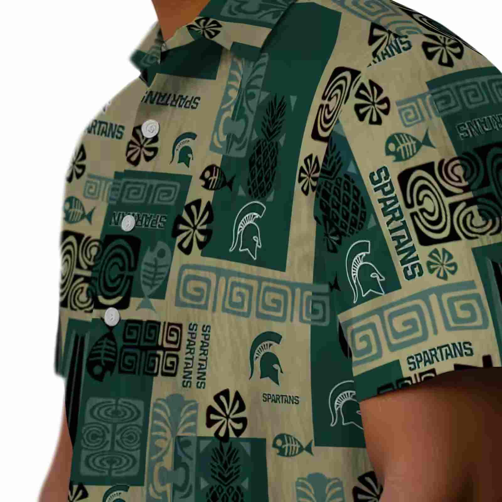 michigan state spartans tribal symbols green hawaiian shirt trendy