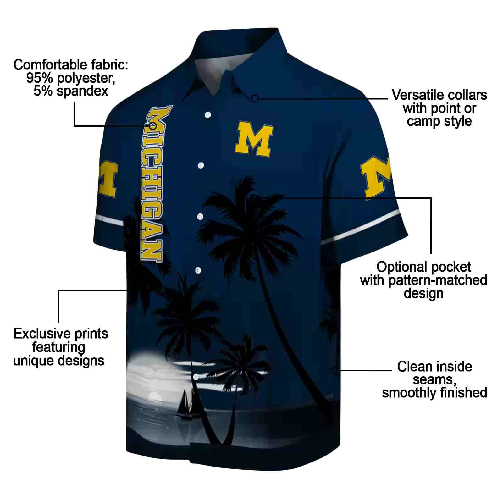 michigan wolverines beach sunset blue black hawaiian shirt new arrival