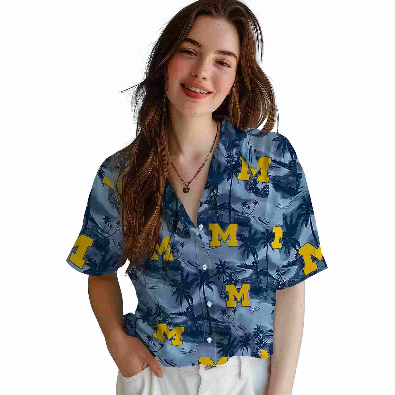 michigan wolverines coastal palms blue hawaiian shirt latest model