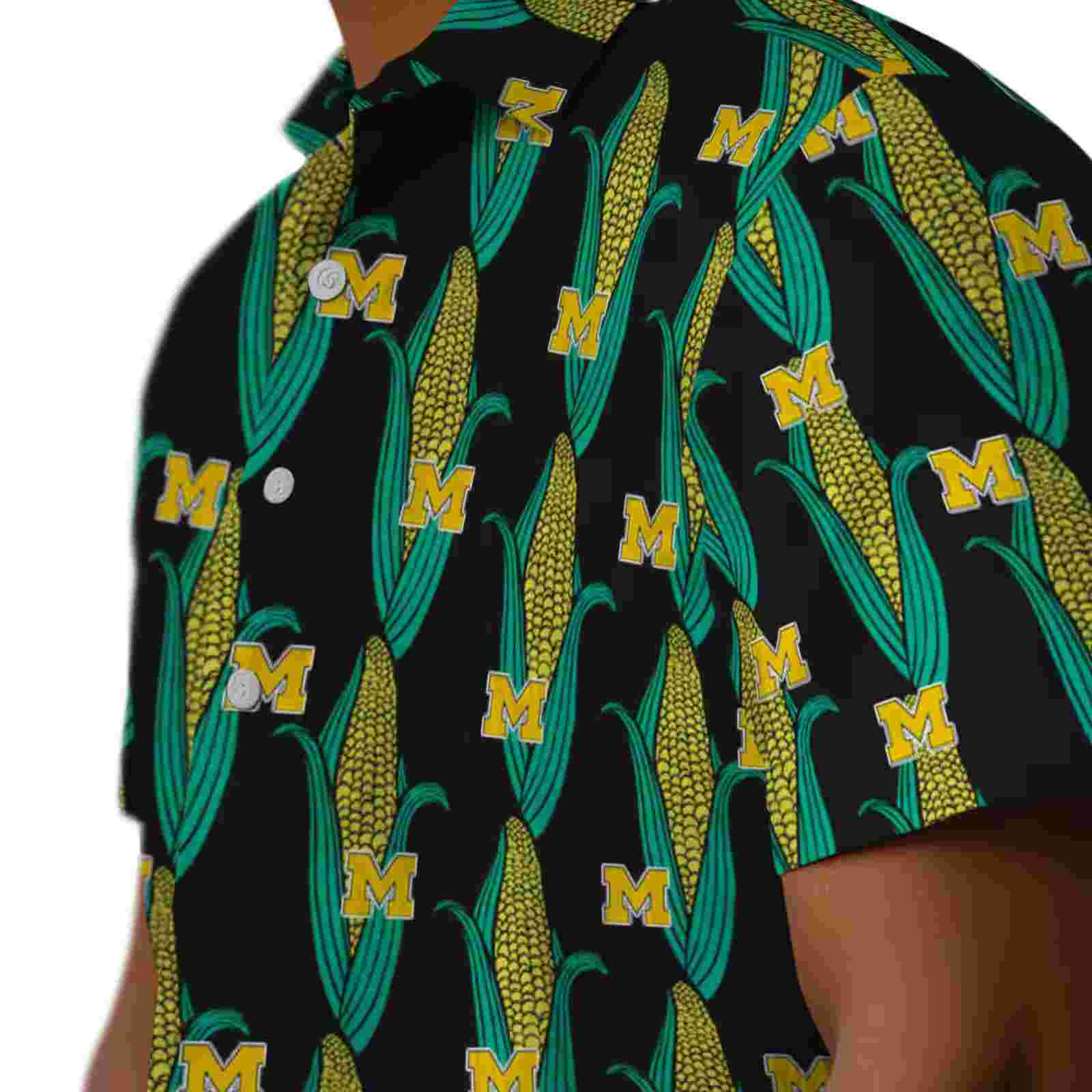 michigan wolverines corn motifs black green hawaiian shirt trendy