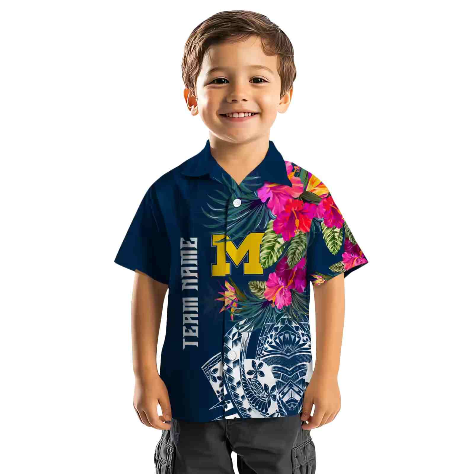 michigan wolverines floral polynesian blue hawaiian shirt top rated