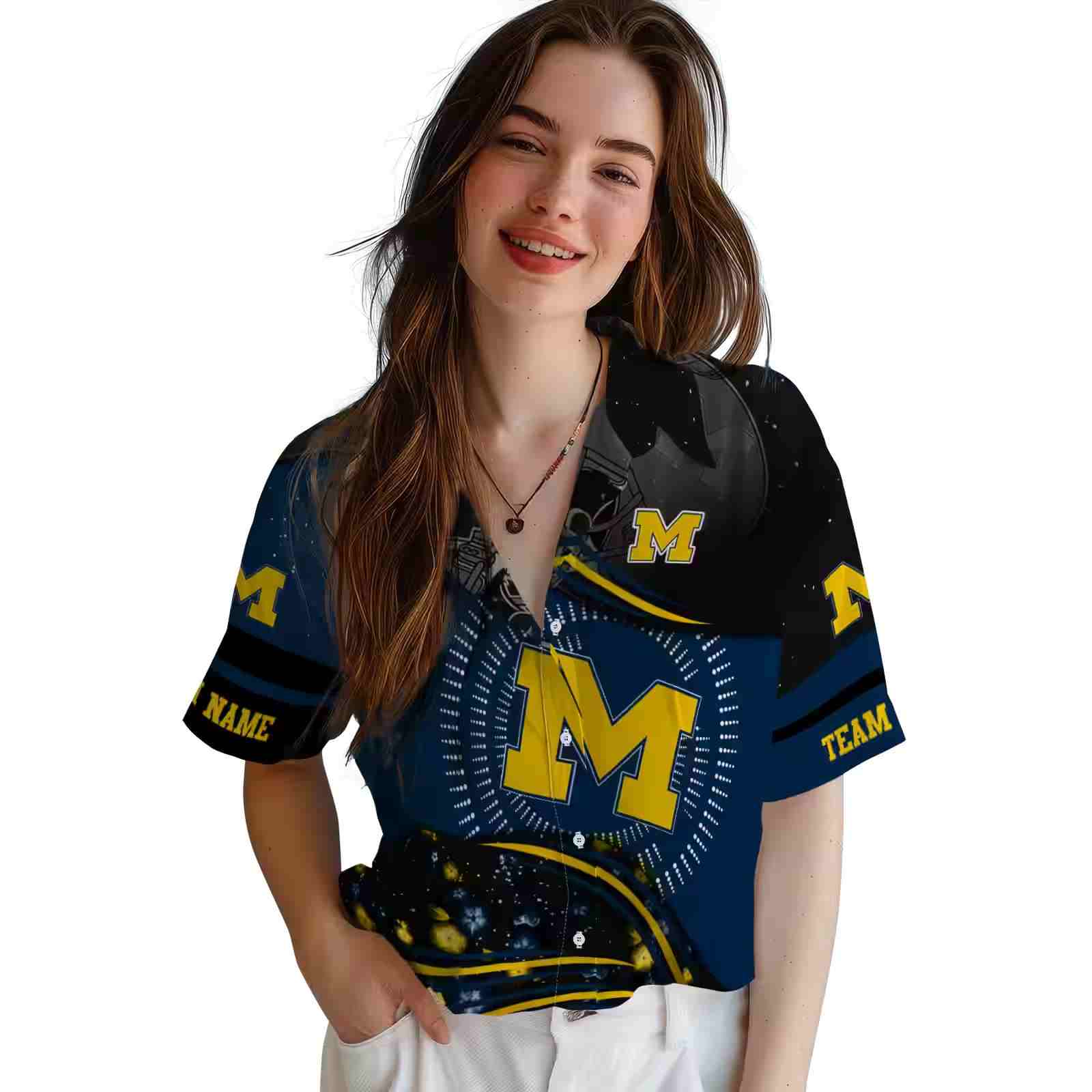 michigan wolverines football wave blue black hawaiian shirt latest model