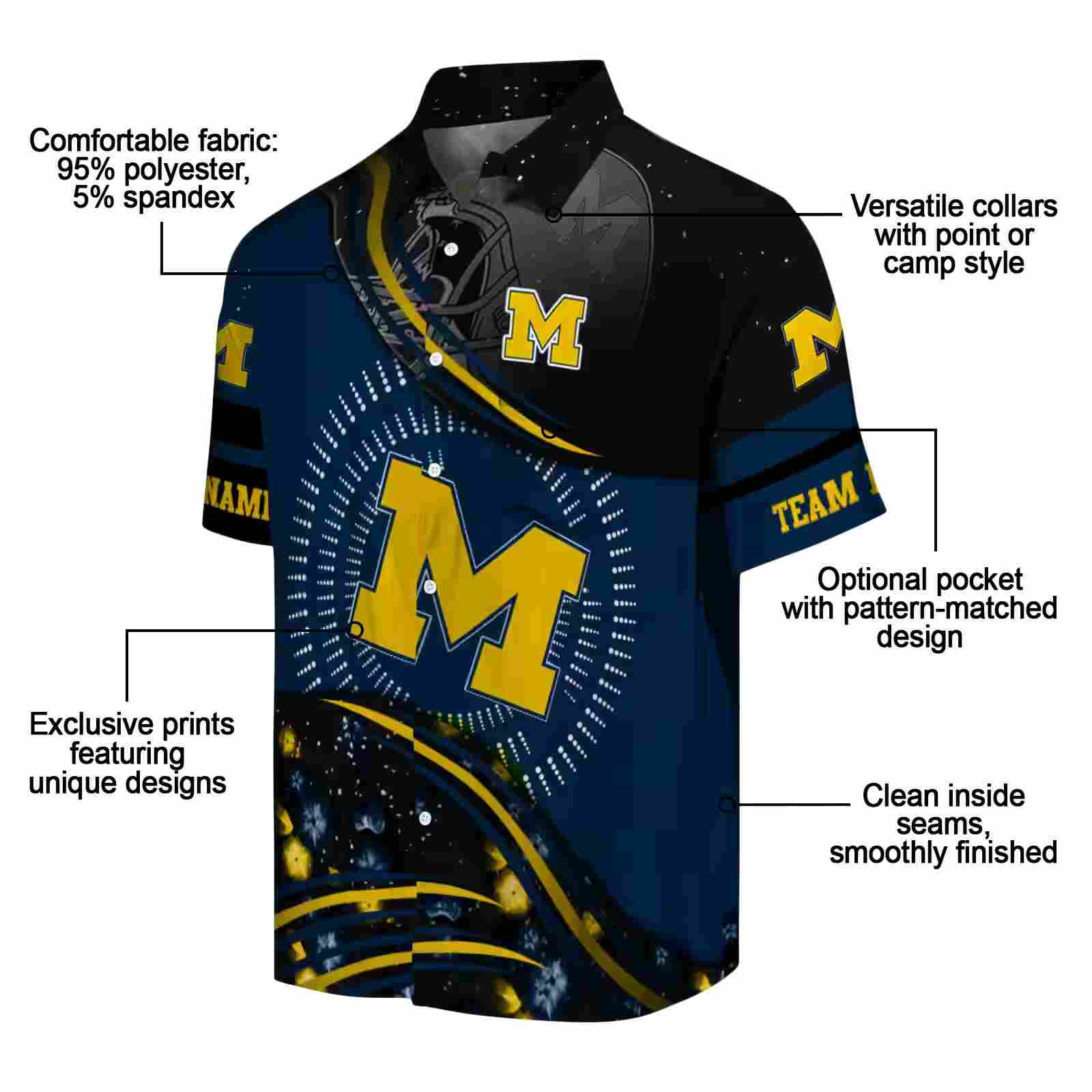 michigan wolverines football wave blue black hawaiian shirt new arrival