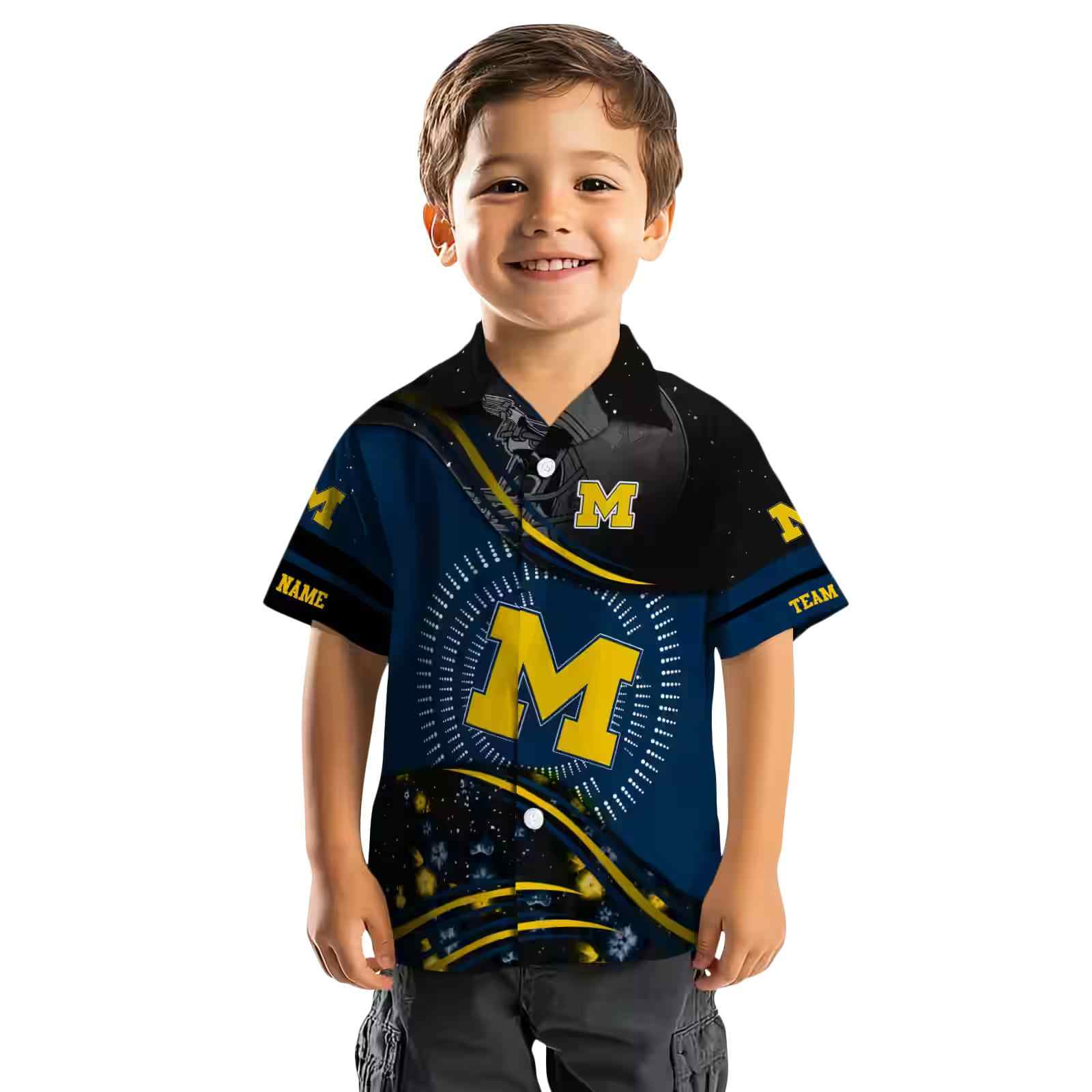 michigan wolverines football wave blue black hawaiian shirt top rated