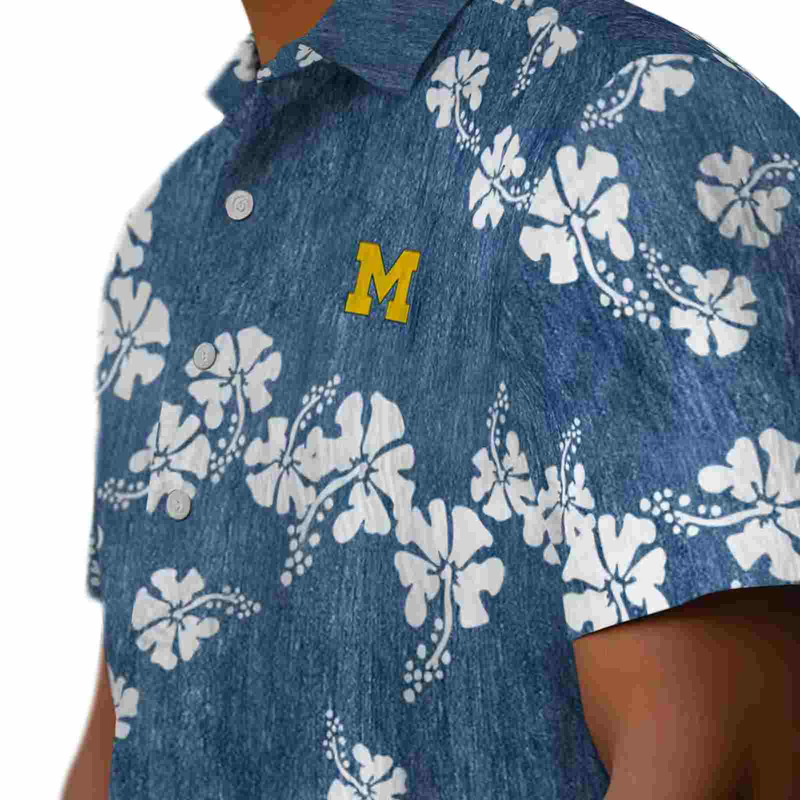 michigan wolverines hibiscus clusters blue hawaiian shirt trendy