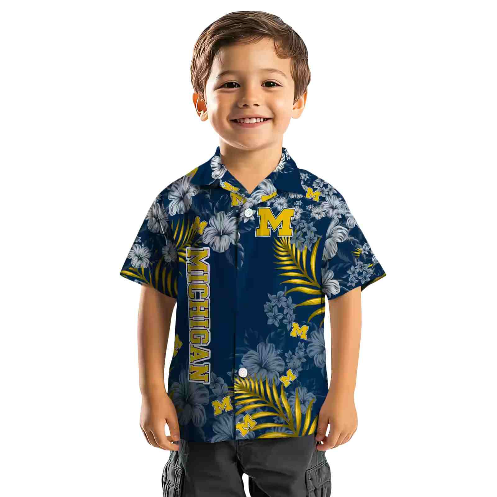 michigan wolverines hibiscus print blue hawaiian shirt top rated