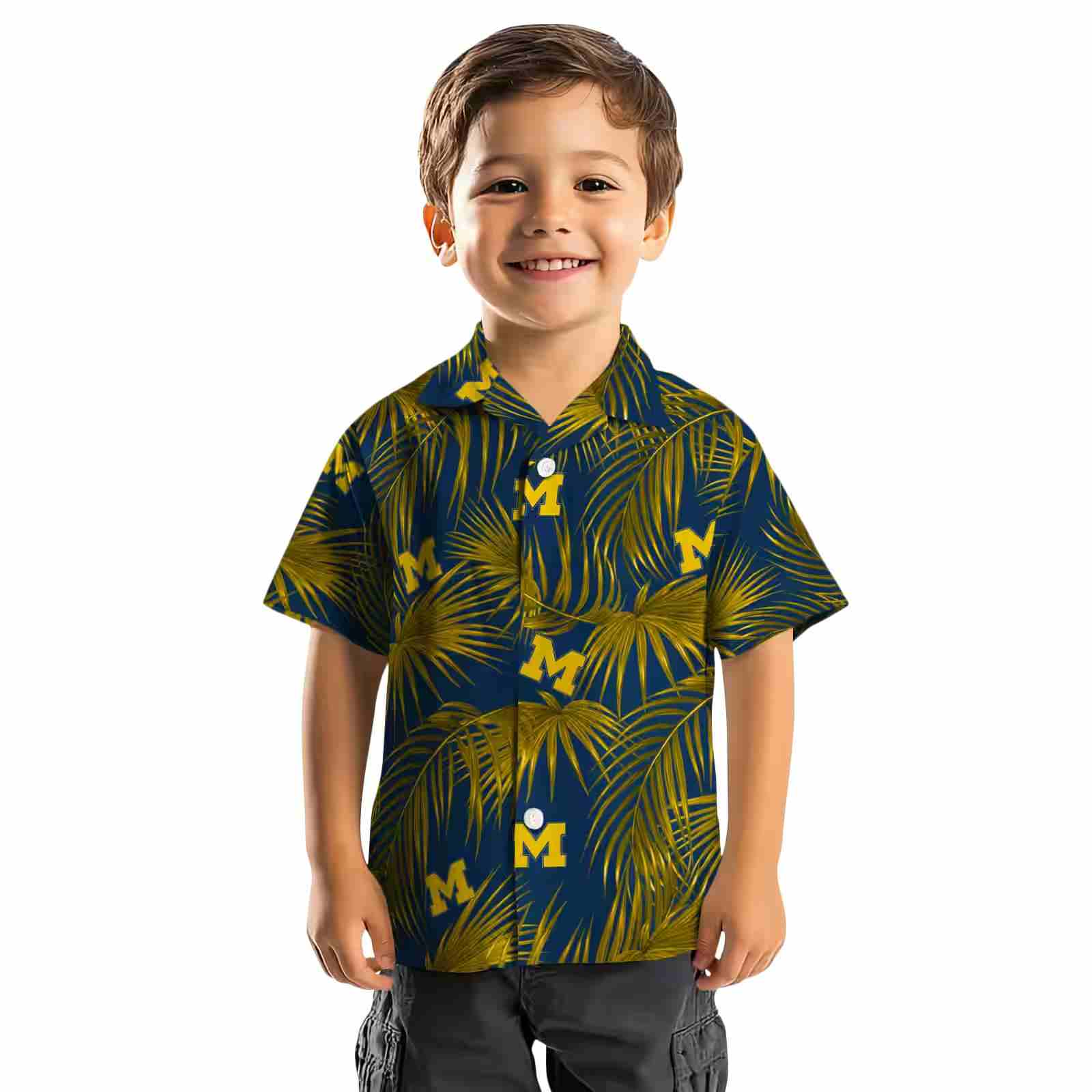 michigan wolverines leafy palms blue hawaiian shirt top rated