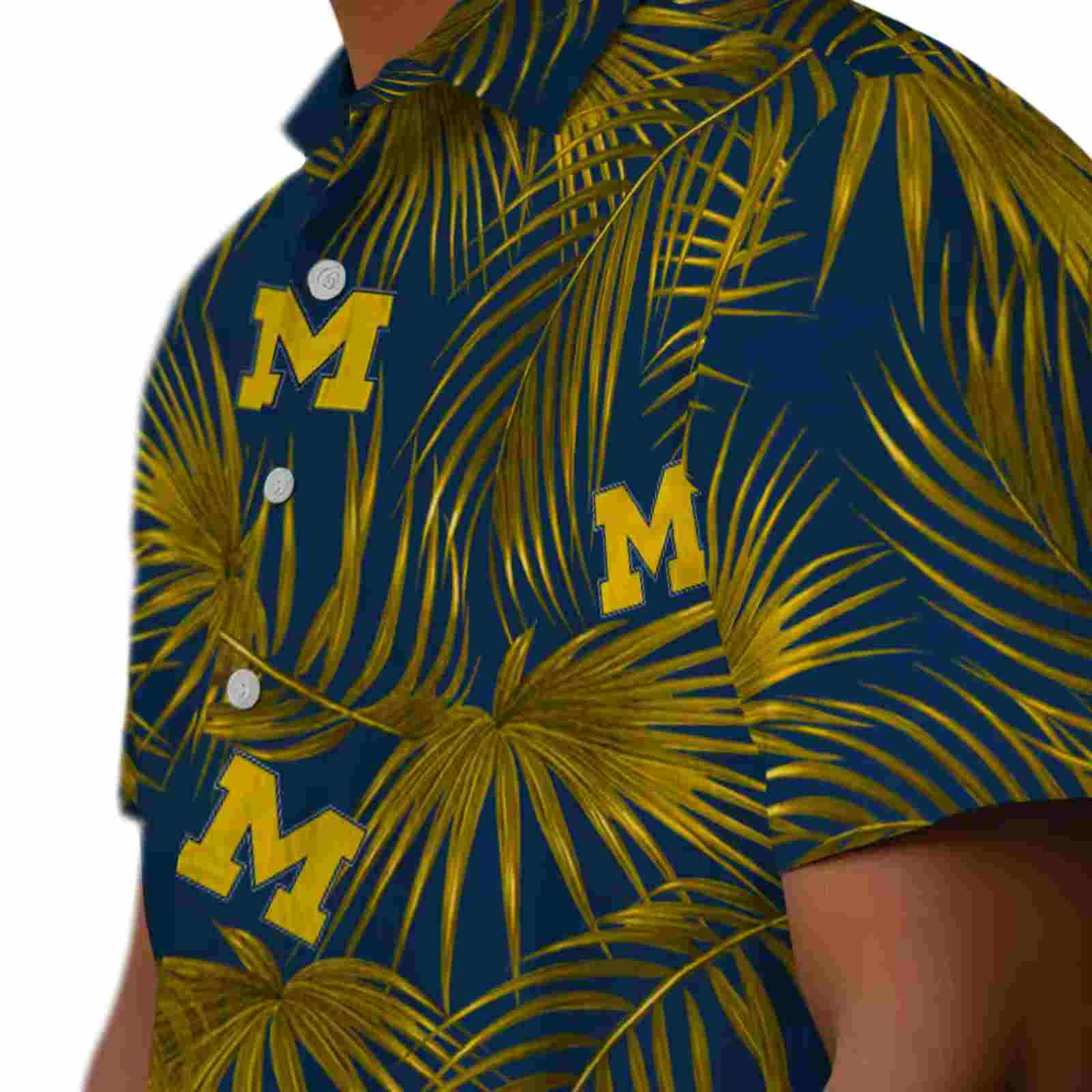 michigan wolverines leafy palms blue hawaiian shirt trendy