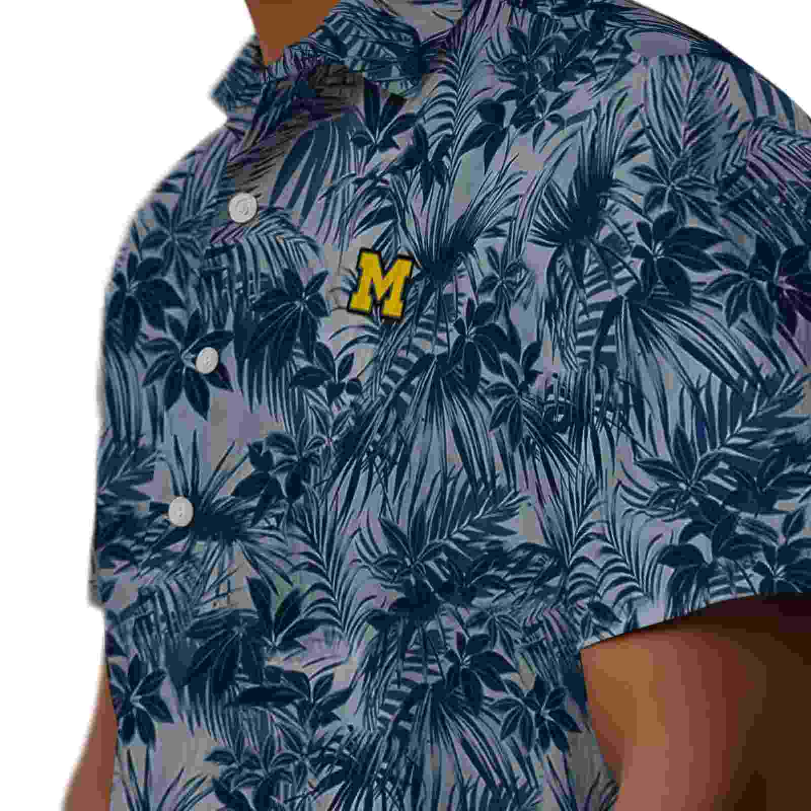 michigan wolverines leafy pattern blue hawaiian shirt trendy