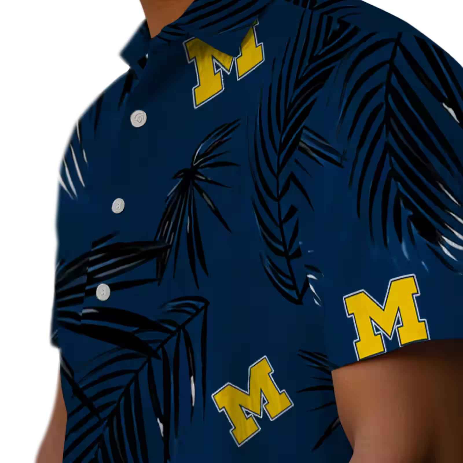 michigan wolverines palm leaf blue hawaiian shirt trendy