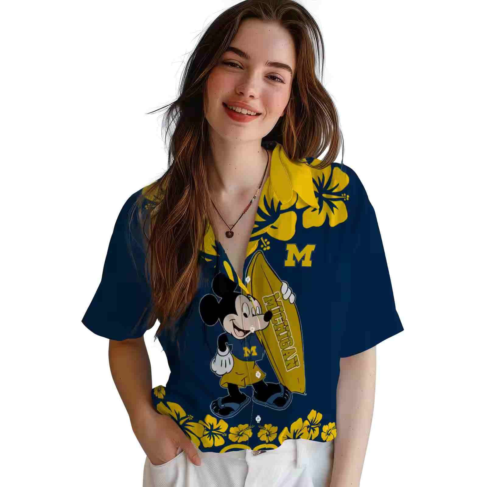 michigan wolverines surfing mickey blue hawaiian shirt latest model