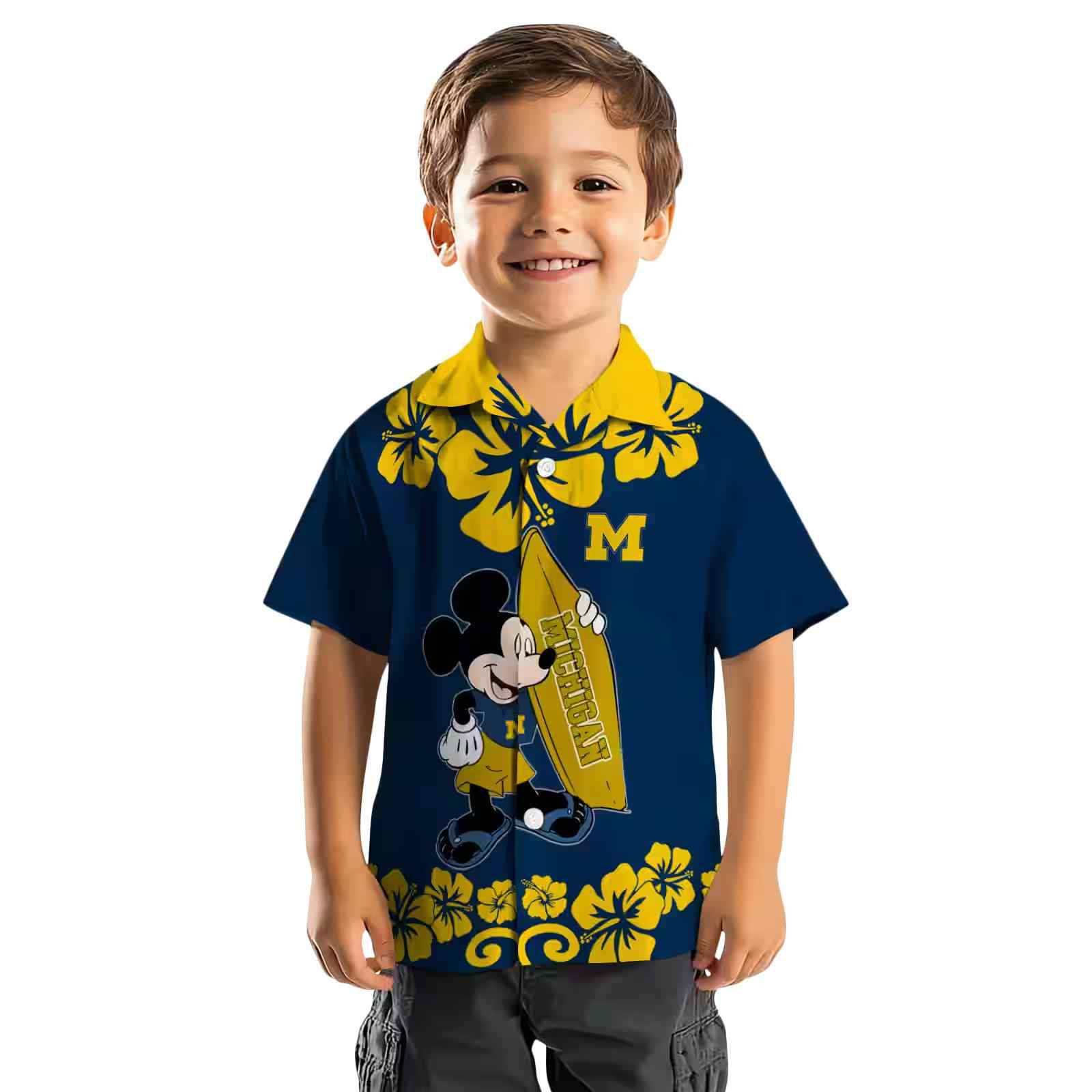 michigan wolverines surfing mickey blue hawaiian shirt top rated