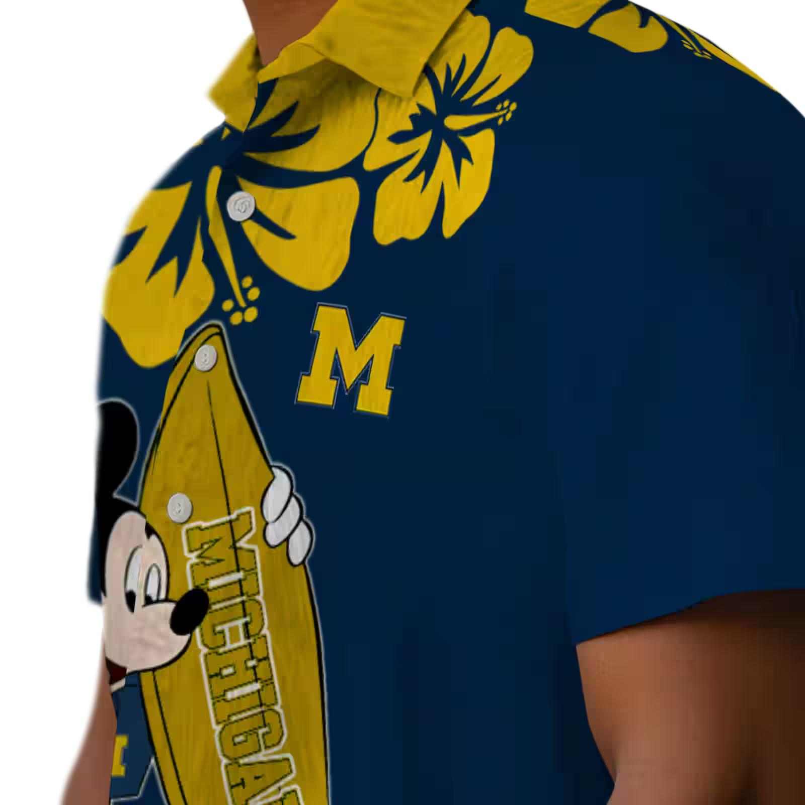 michigan wolverines surfing mickey blue hawaiian shirt trendy