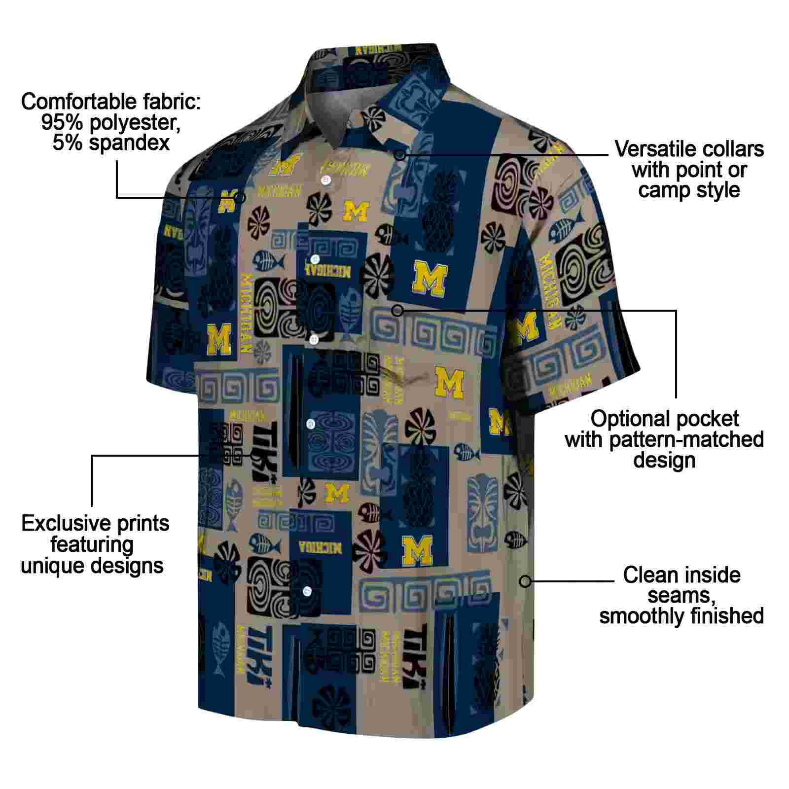 michigan wolverines tribal symbols blue hawaiian shirt new arrival