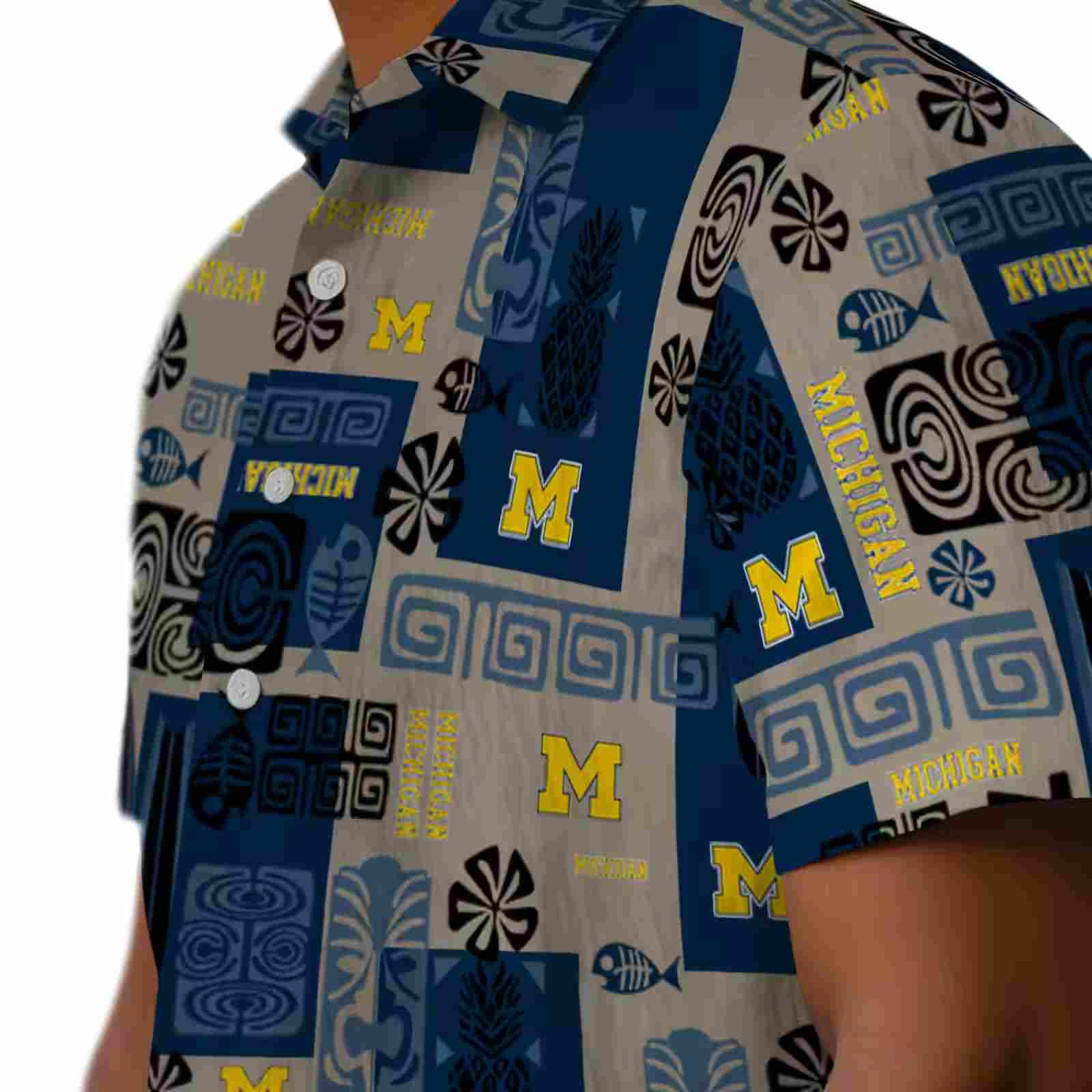 michigan wolverines tribal symbols blue hawaiian shirt trendy