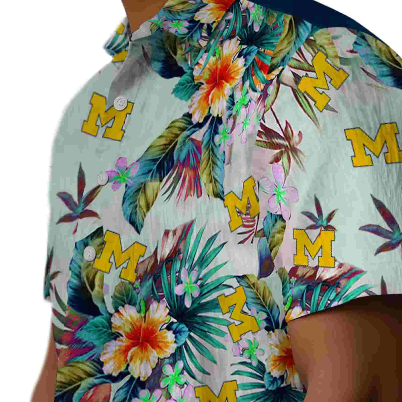 michigan wolverines tropical foliage green hawaiian shirt trendy