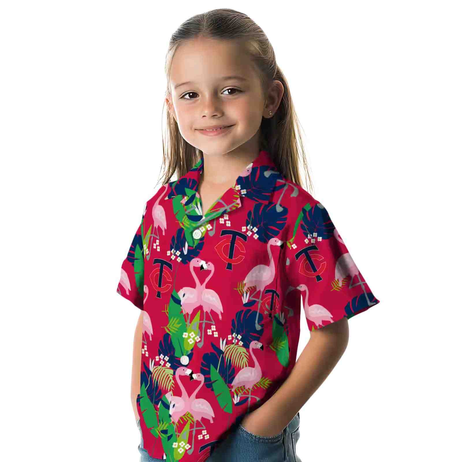 minnesota twins flamingo foliage navy green hawaiian shirt premium grade