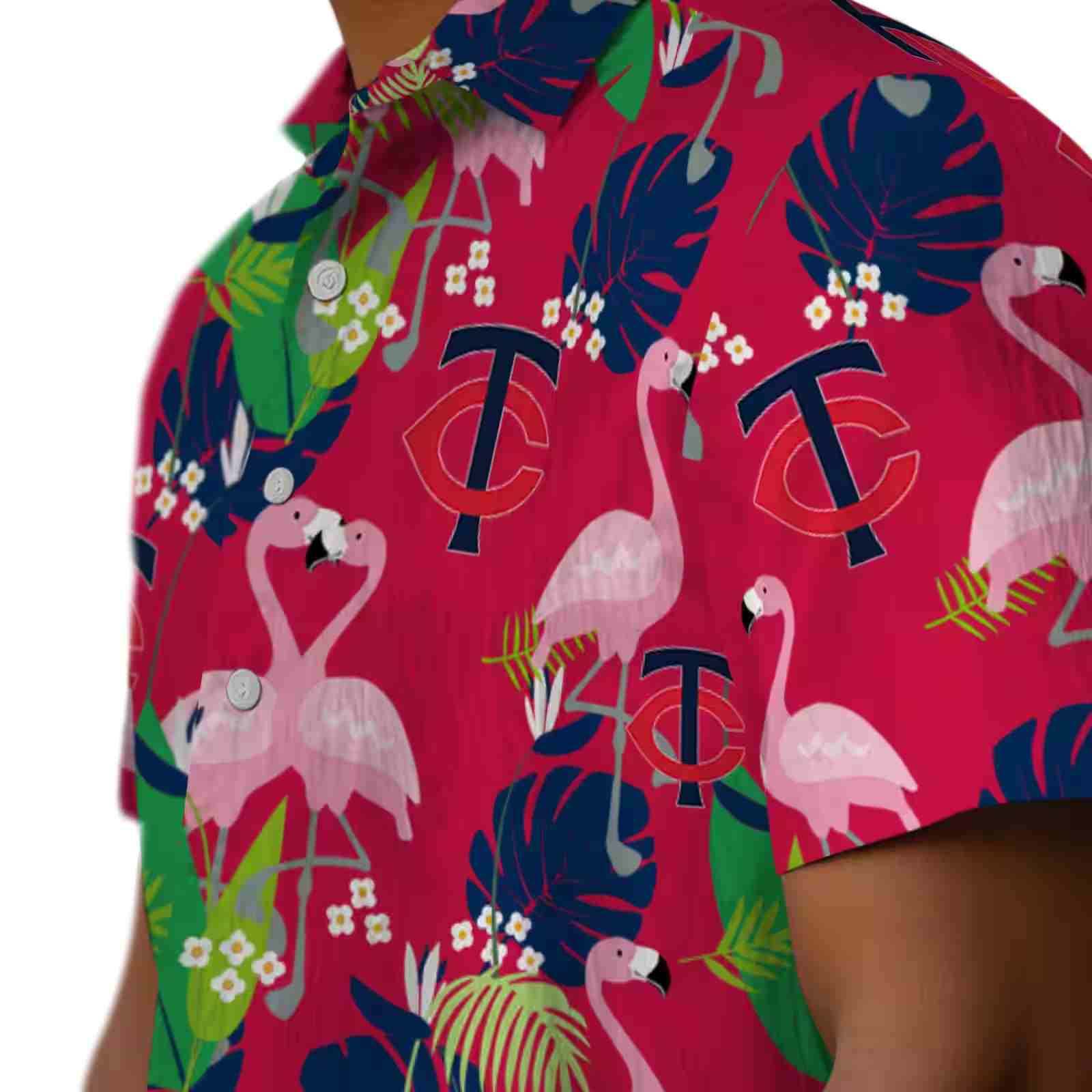 minnesota twins flamingo foliage navy green hawaiian shirt trendy