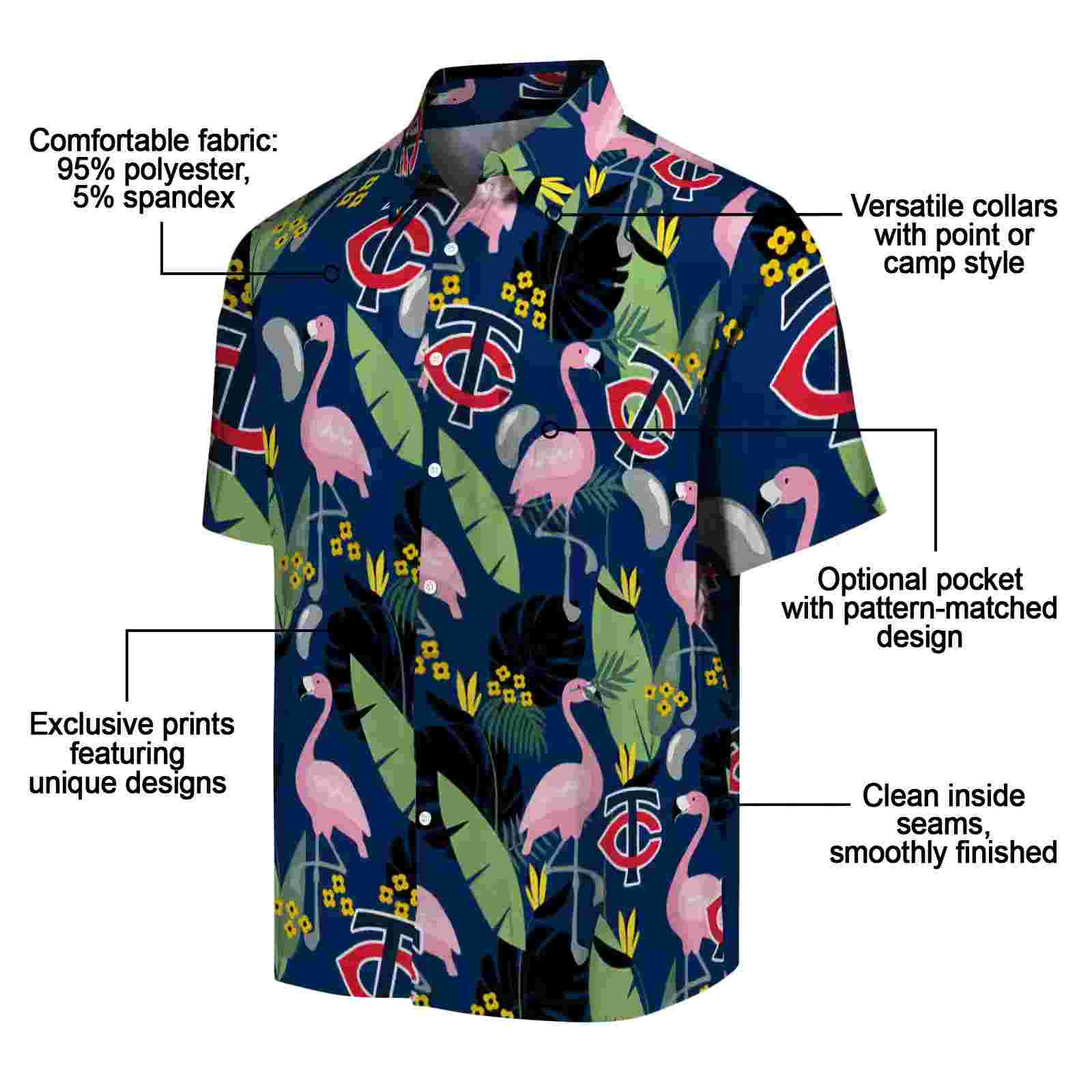 minnesota twins flamingo leaves navy hawaiian shirt new arrival