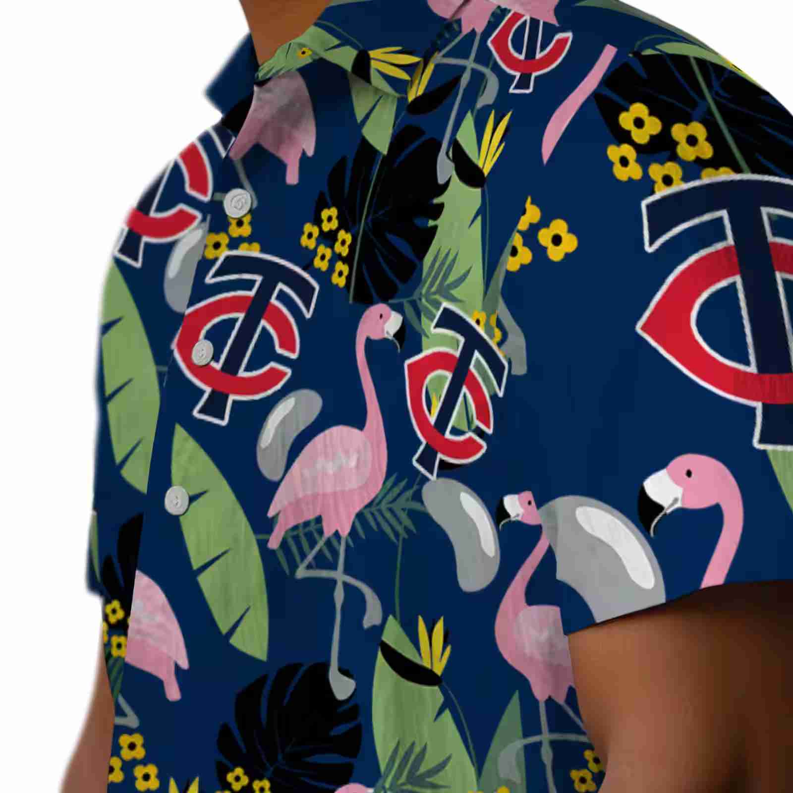 minnesota twins flamingo leaves navy hawaiian shirt trendy