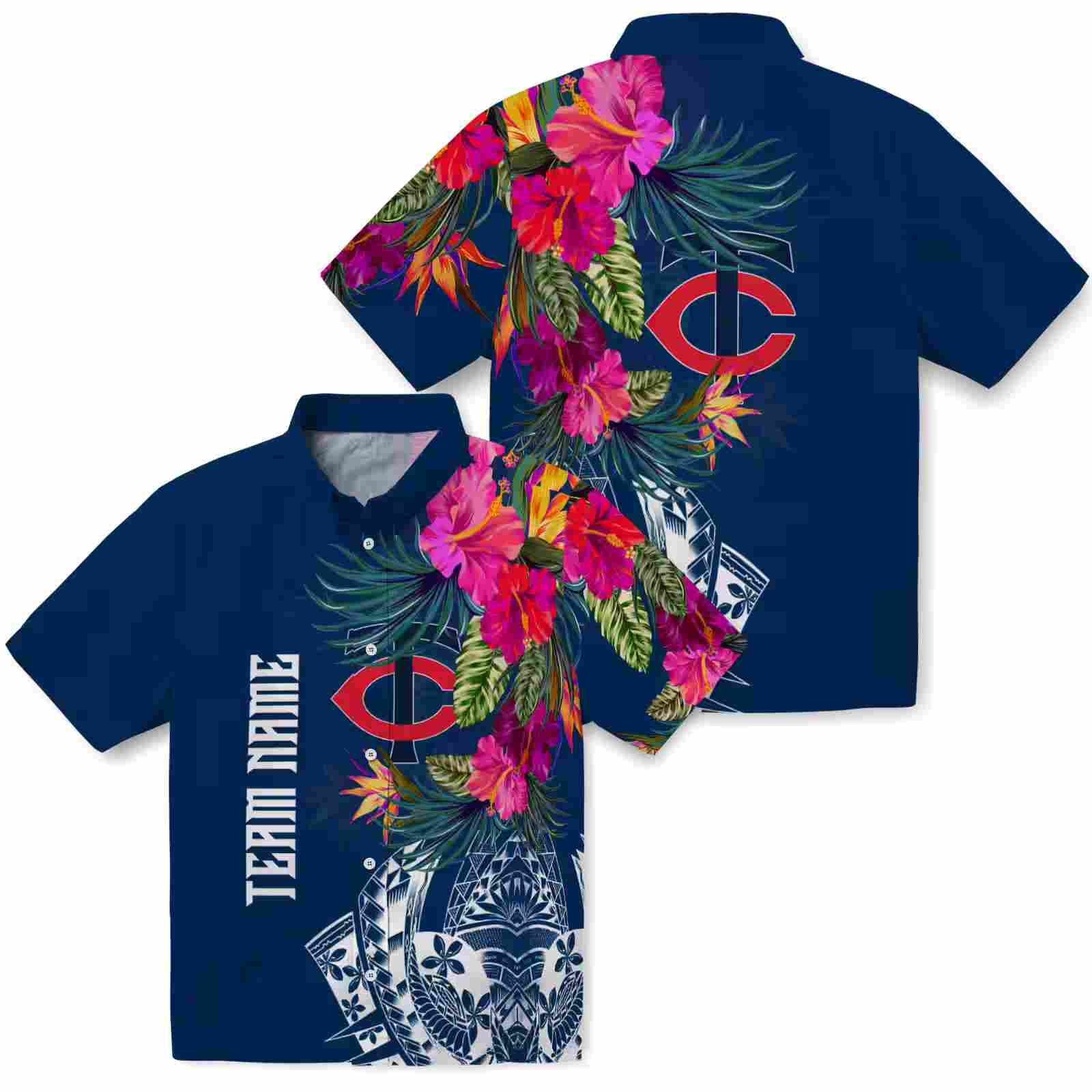 minnesota twins floral polynesian navy hawaiian shirt high quality