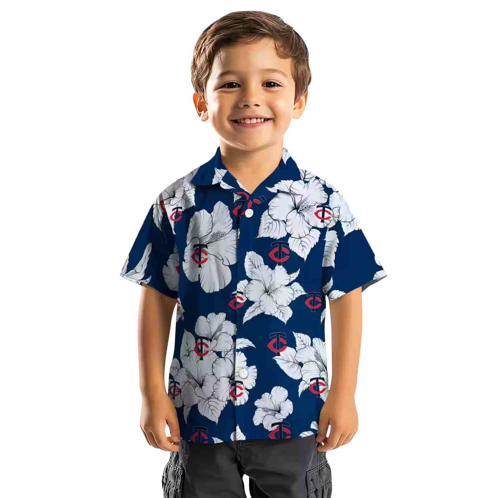 minnesota twins hibiscus blooms navy white hawaiian shirt top rated