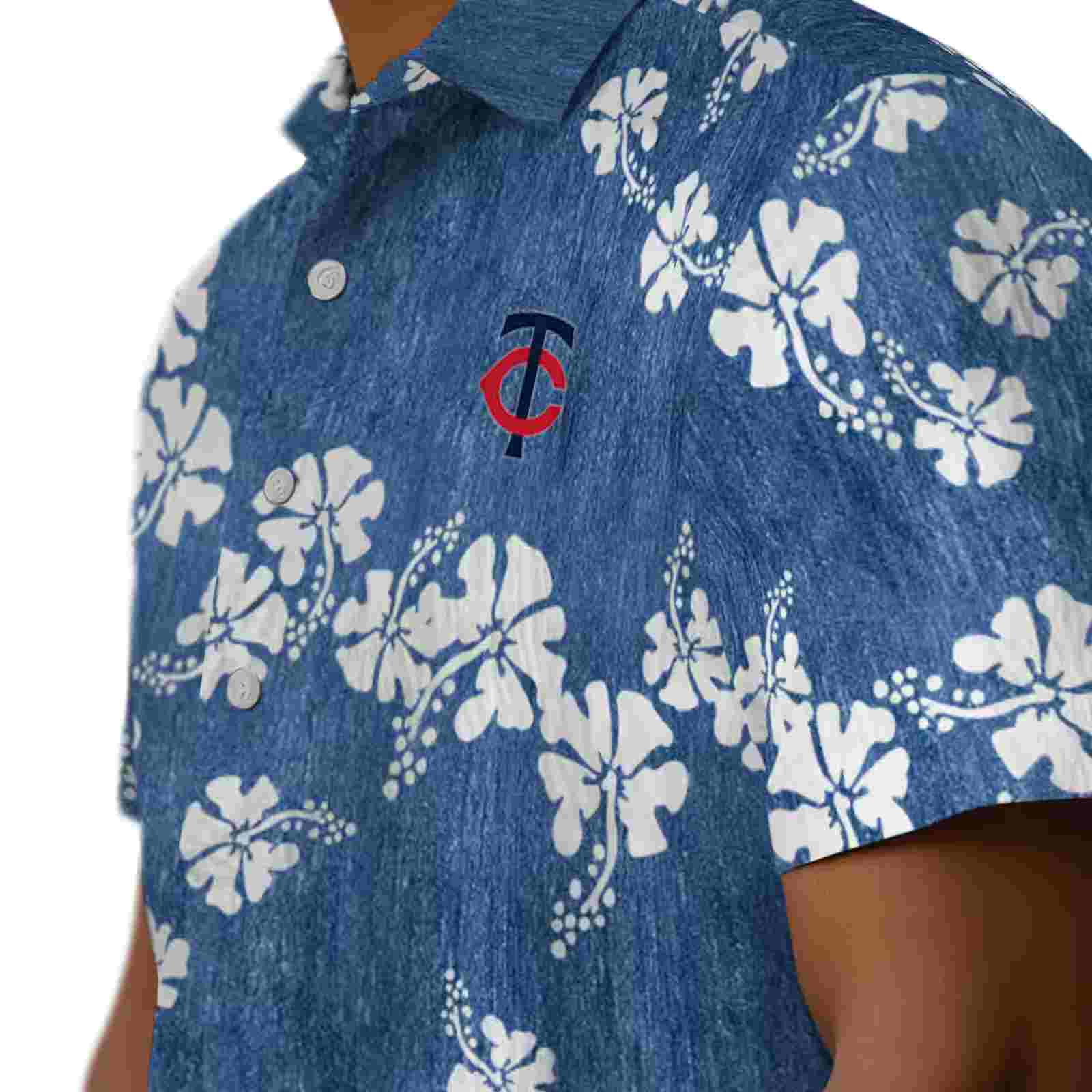 minnesota twins hibiscus clusters navy hawaiian shirt trendy