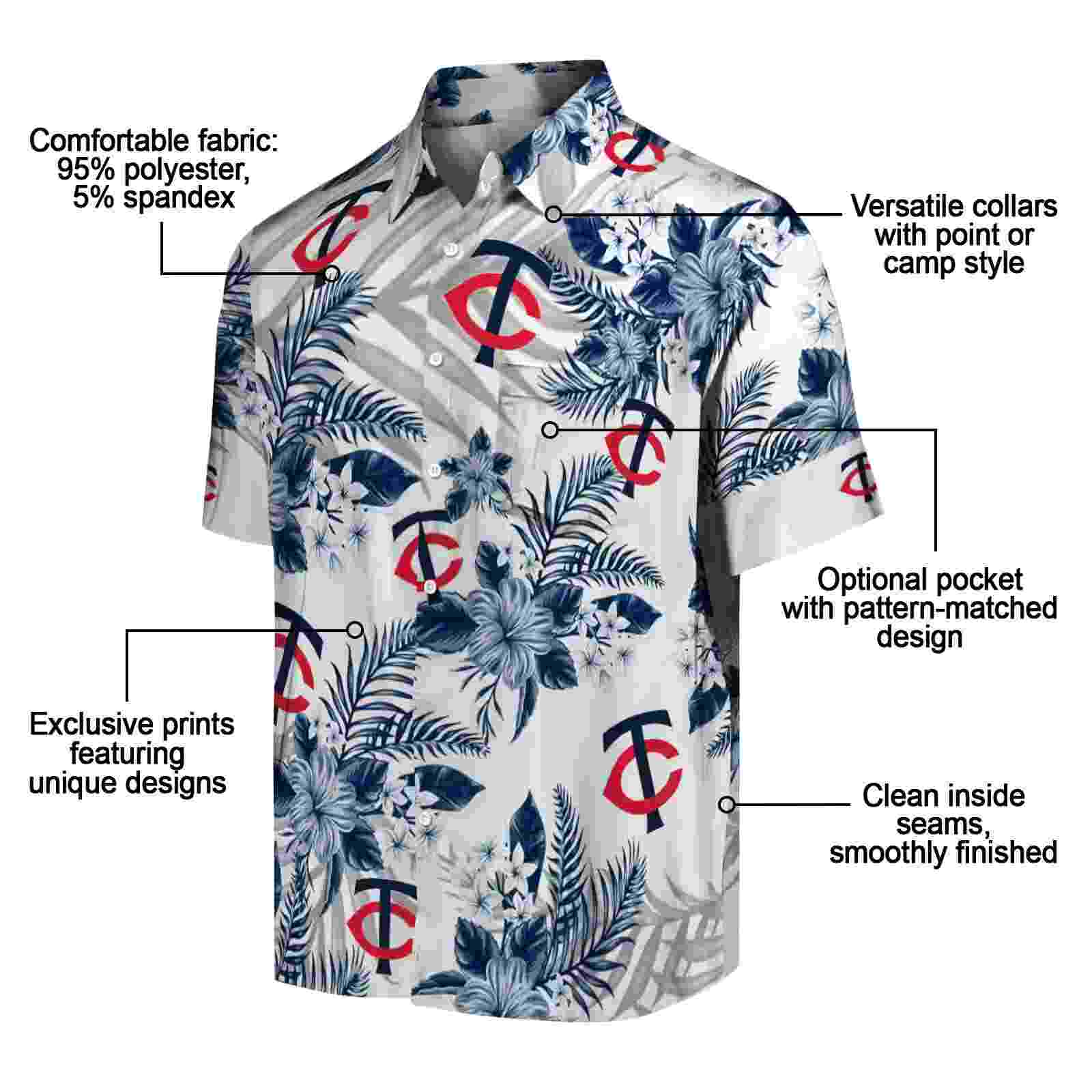 minnesota twins hibiscus palm leaves navy white hawaiian shirt new arrival