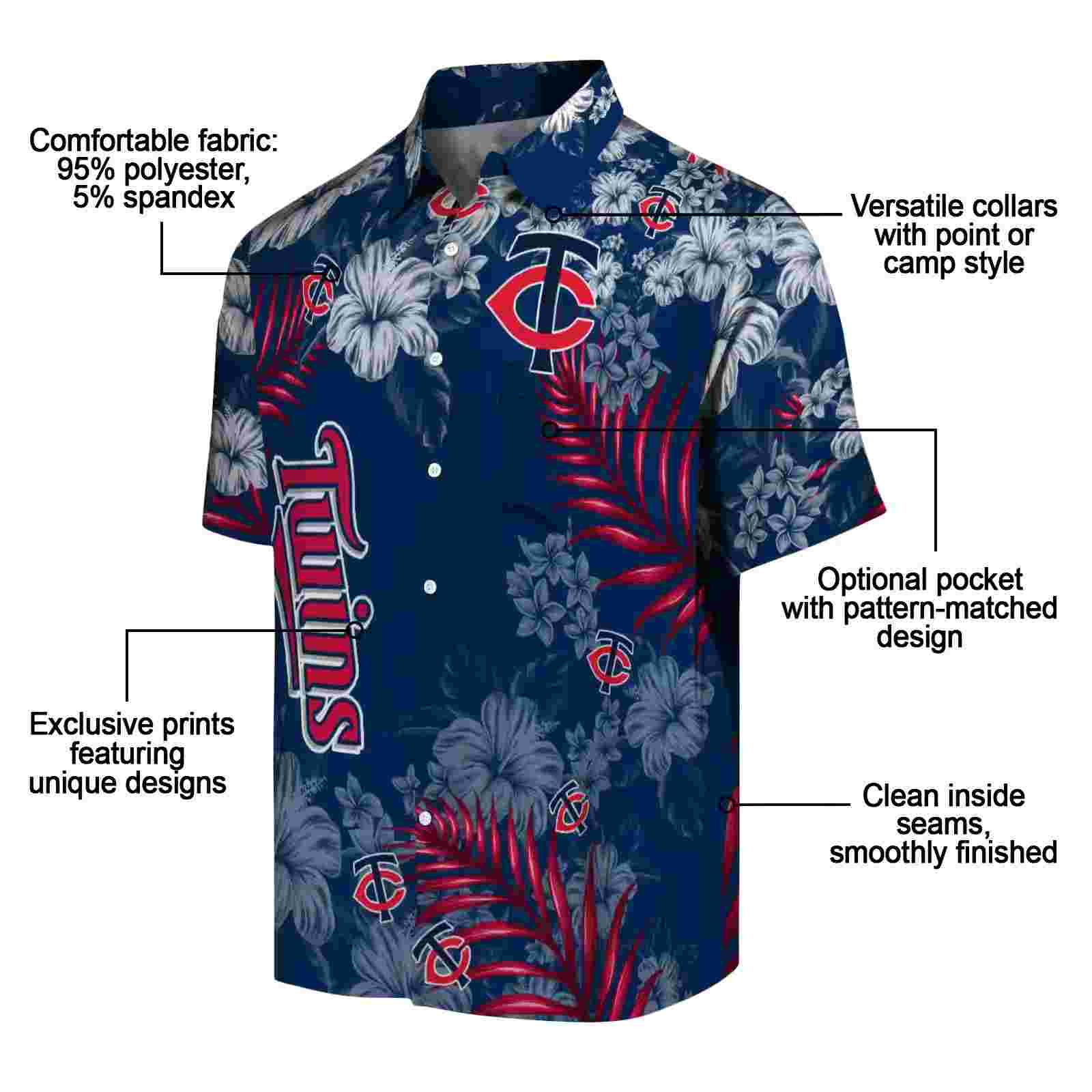 minnesota twins hibiscus print navy hawaiian shirt new arrival