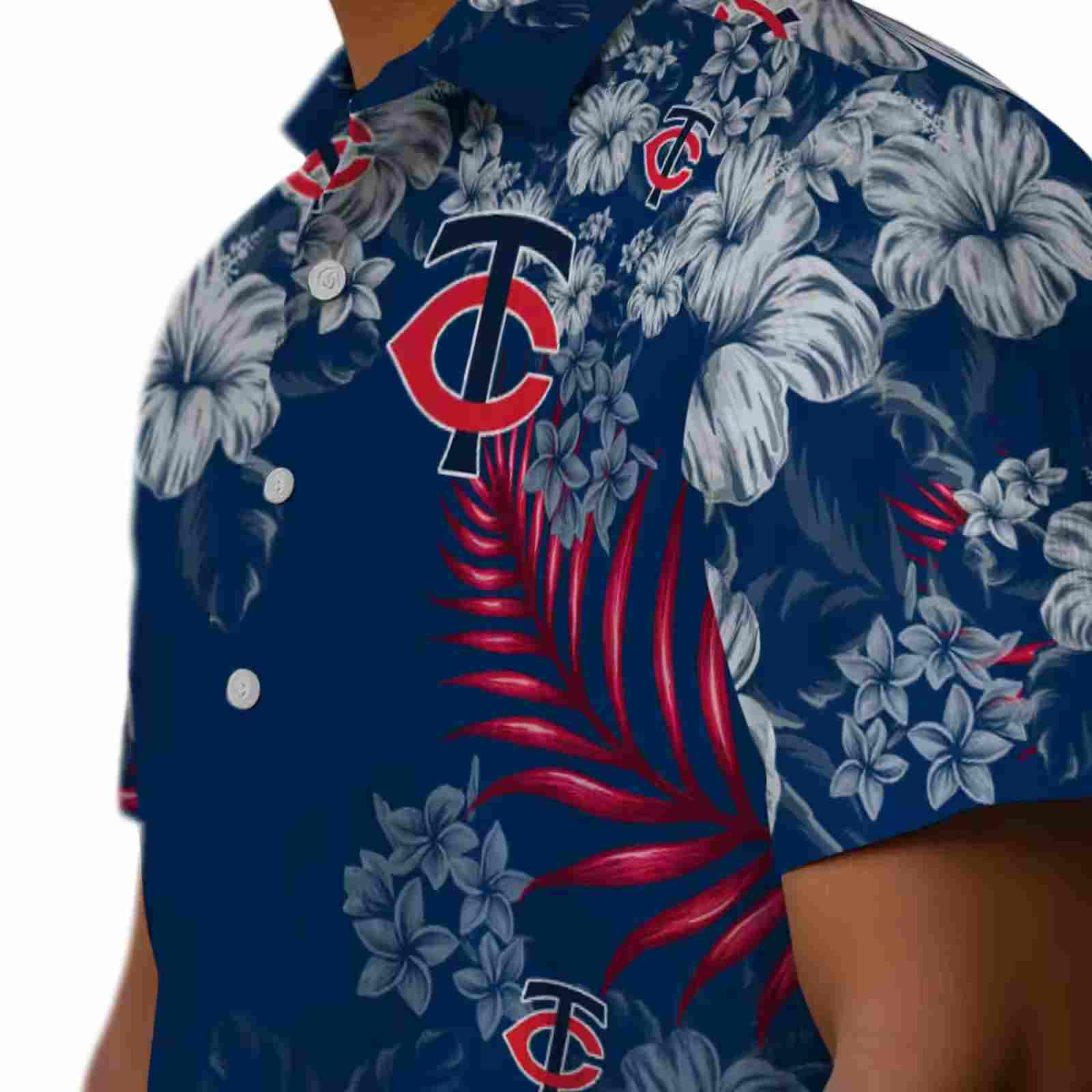 minnesota twins hibiscus print navy hawaiian shirt trendy