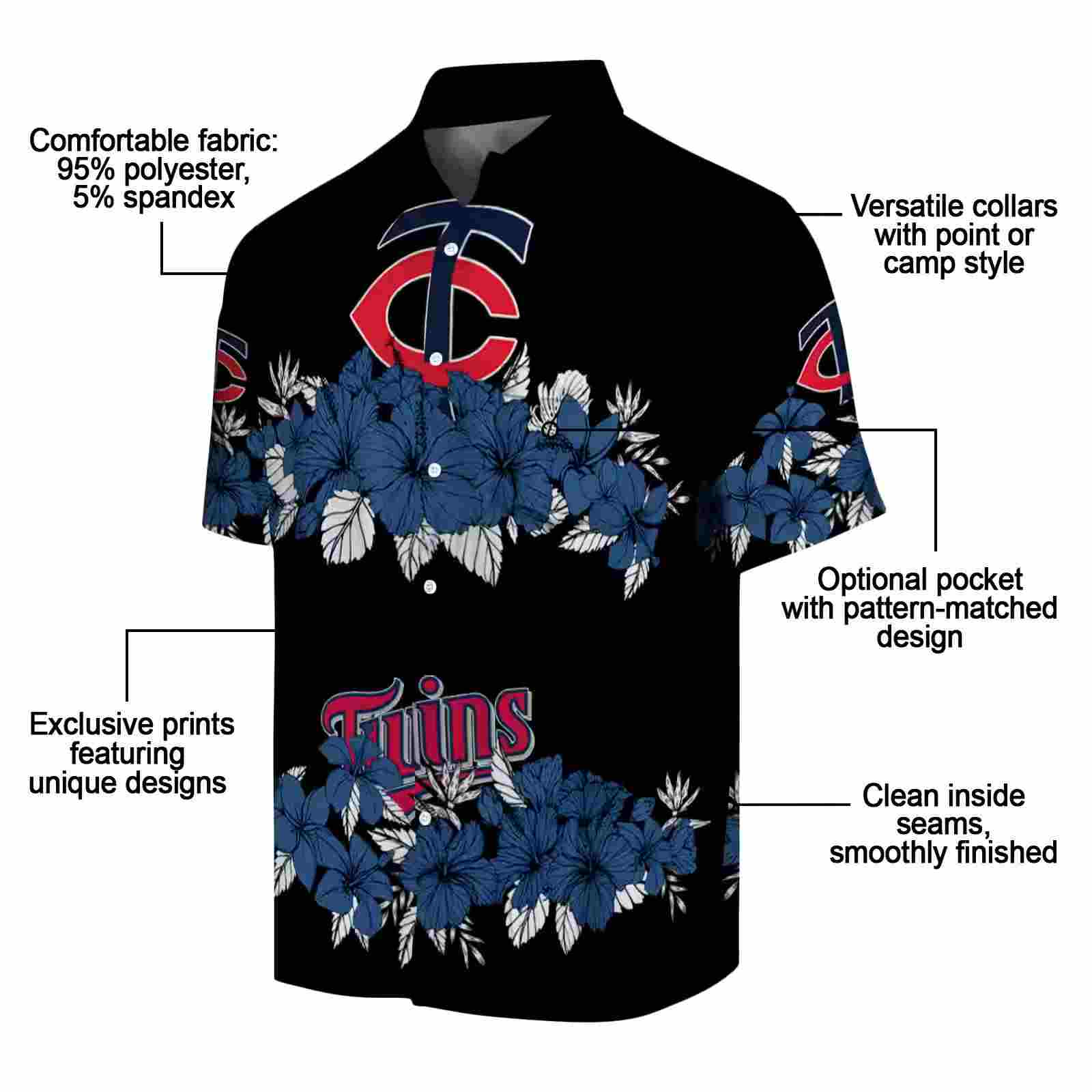 minnesota twins hibiscus stripe navy black hawaiian shirt new arrival