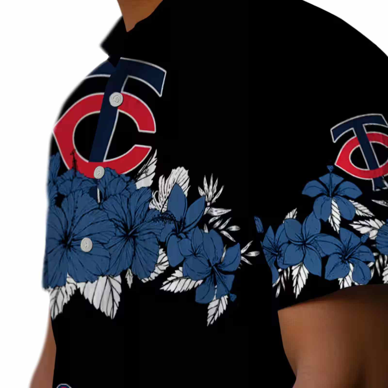 minnesota twins hibiscus stripe navy black hawaiian shirt trendy