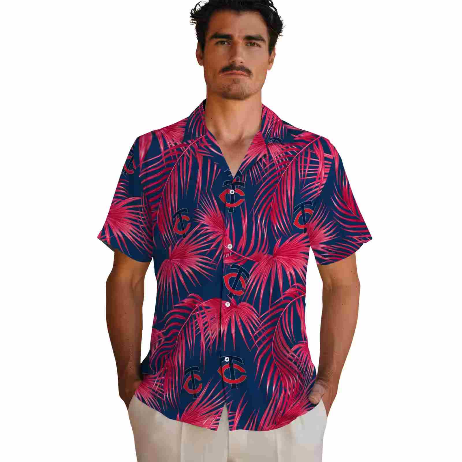 minnesota twins leafy palms navy hawaiian shirt fashion forward