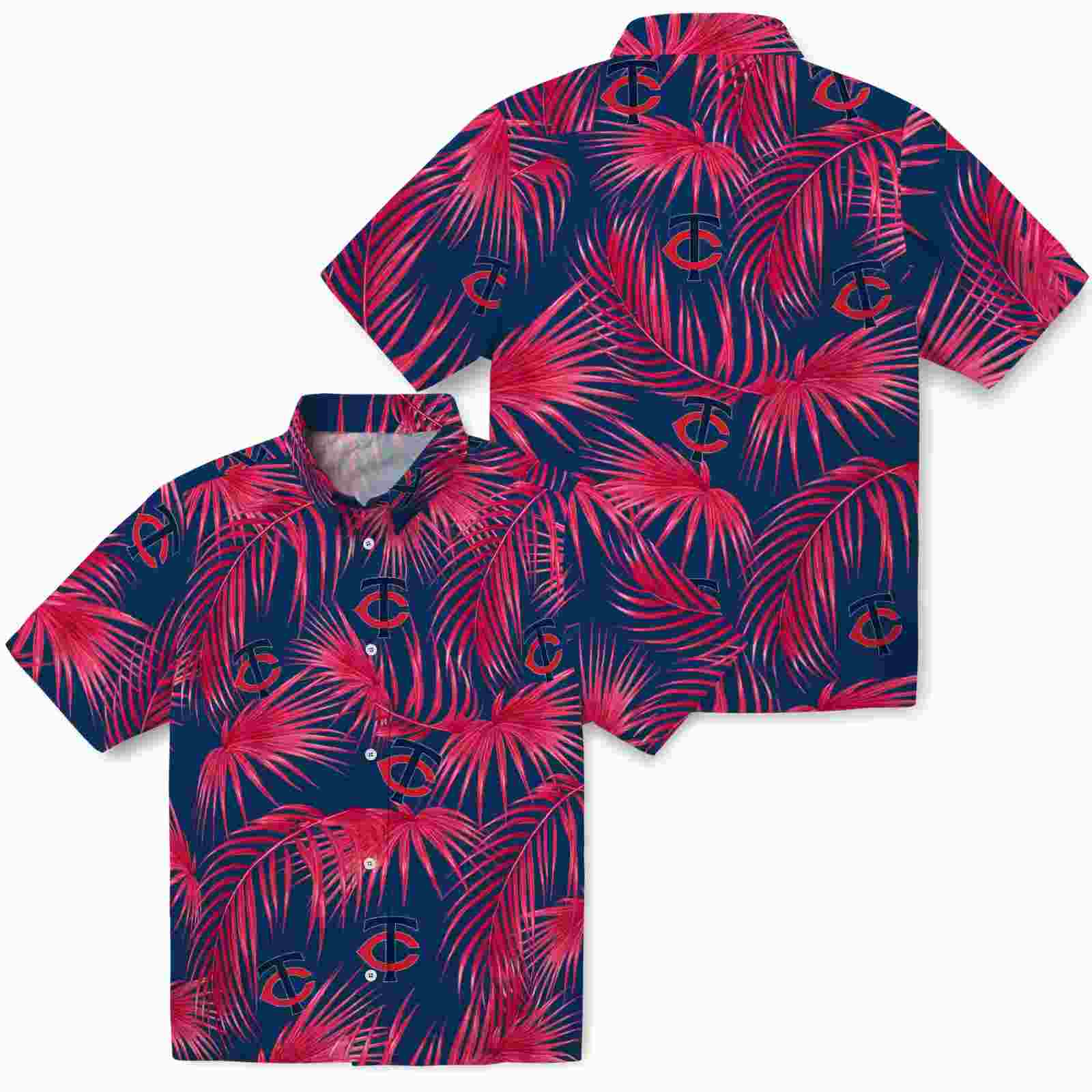 minnesota twins leafy palms navy hawaiian shirt high quality