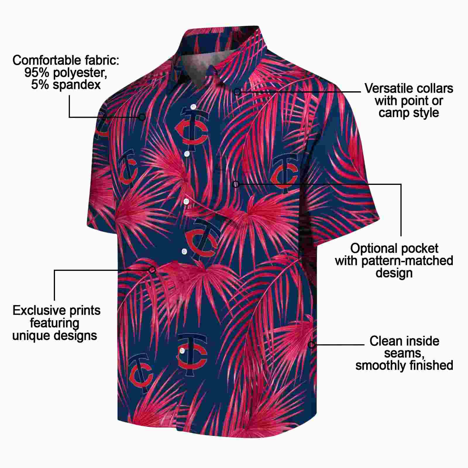 minnesota twins leafy palms navy hawaiian shirt new arrival