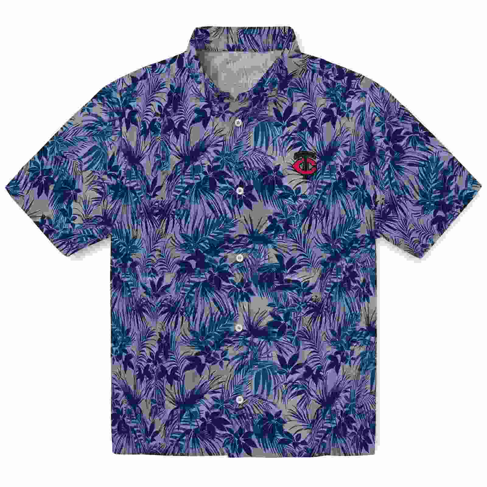 Minnesota Twins Leafy Pattern Navy Hawaiian Shirt