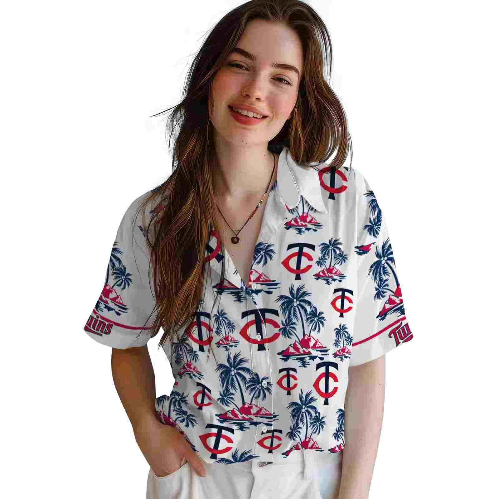 minnesota twins palm island print navy white hawaiian shirt latest model