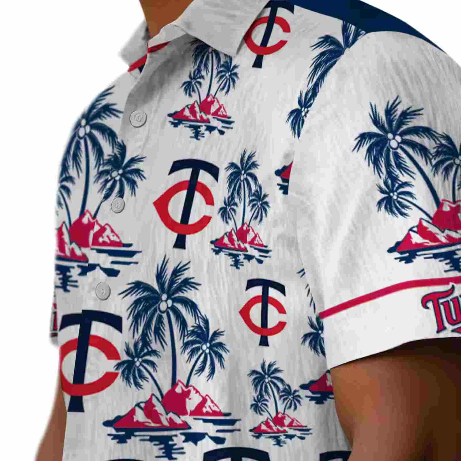 minnesota twins palm island print navy white hawaiian shirt trendy