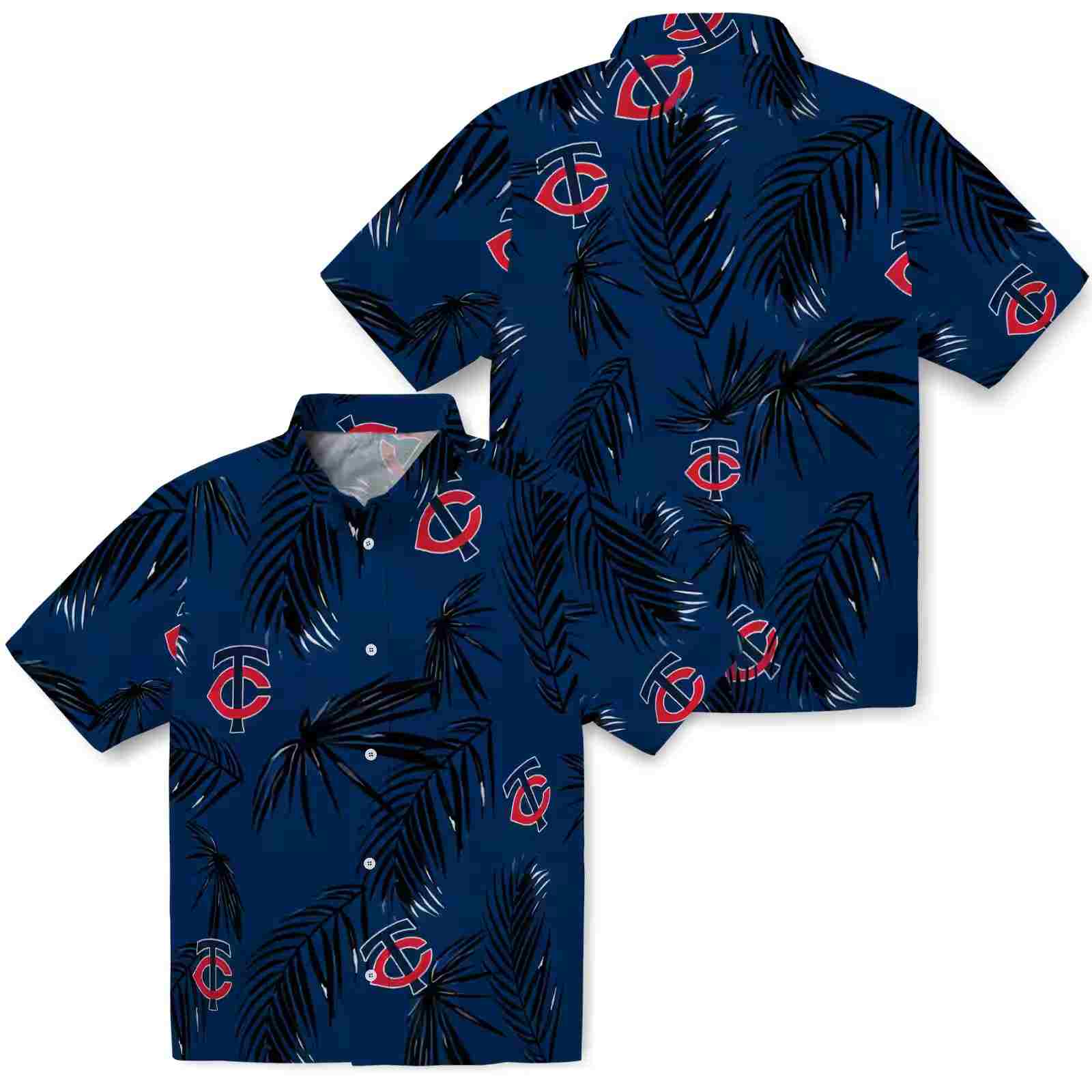 minnesota twins palm leaf navy hawaiian shirt high quality