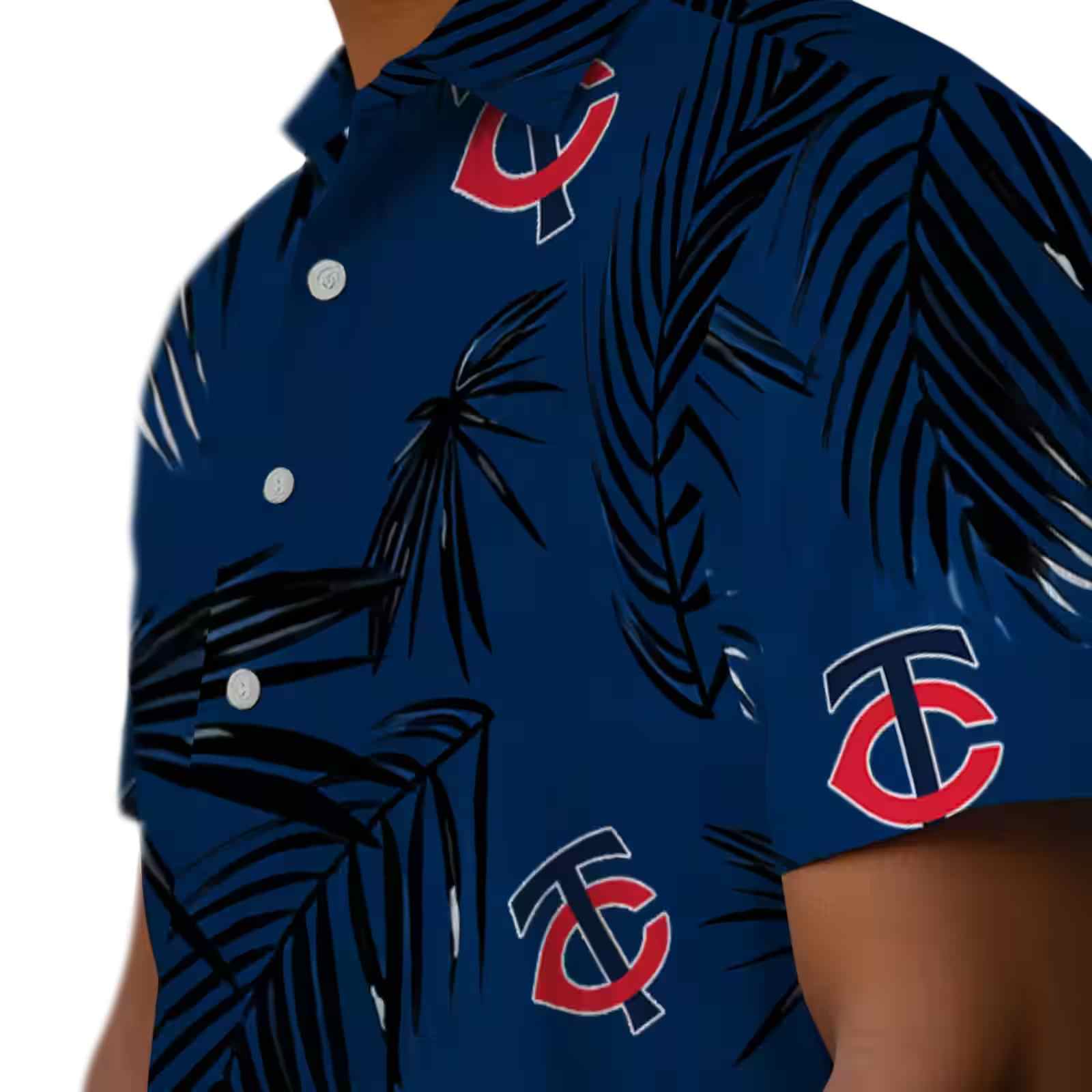 minnesota twins palm leaf navy hawaiian shirt trendy