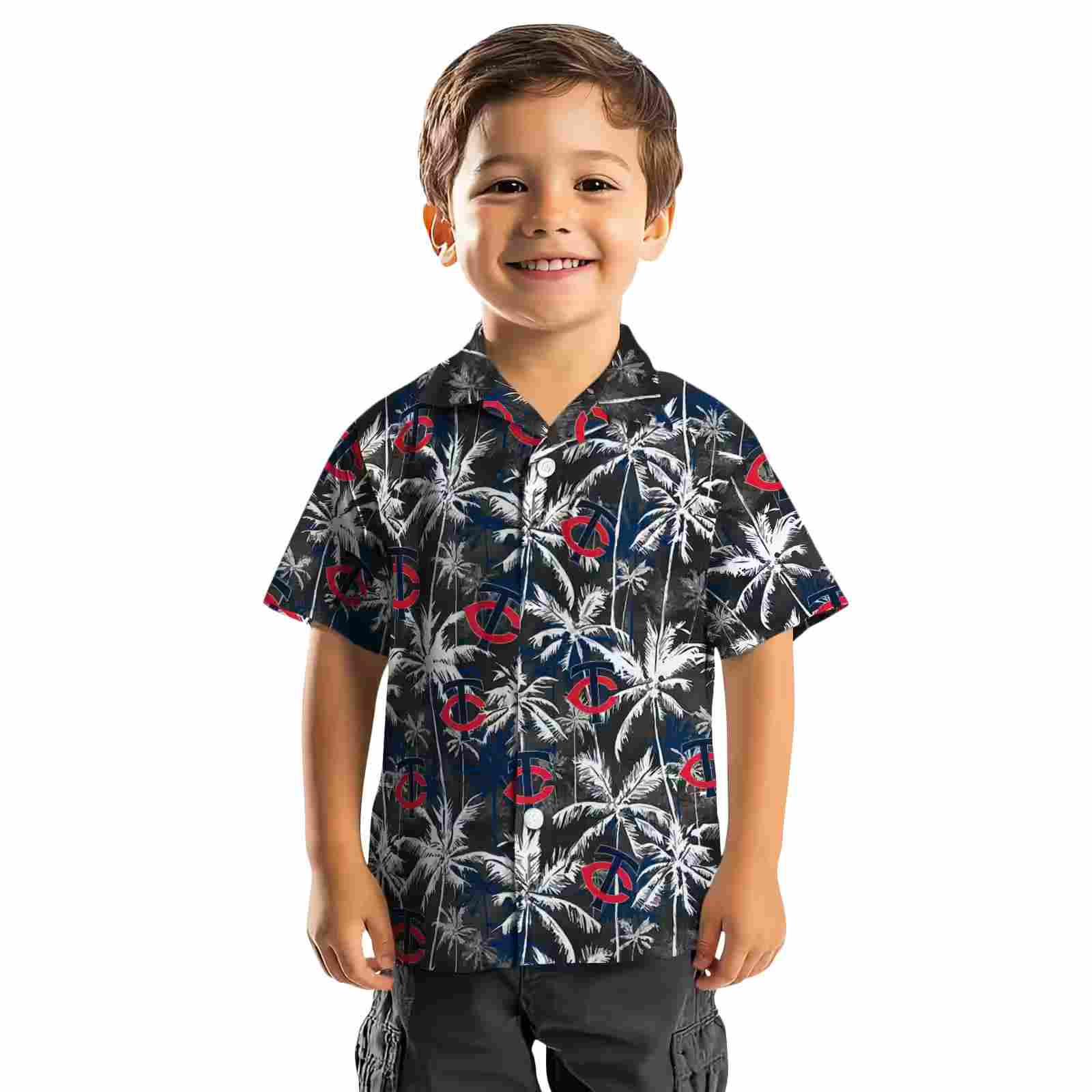 minnesota twins palm pattern navy black hawaiian shirt top rated