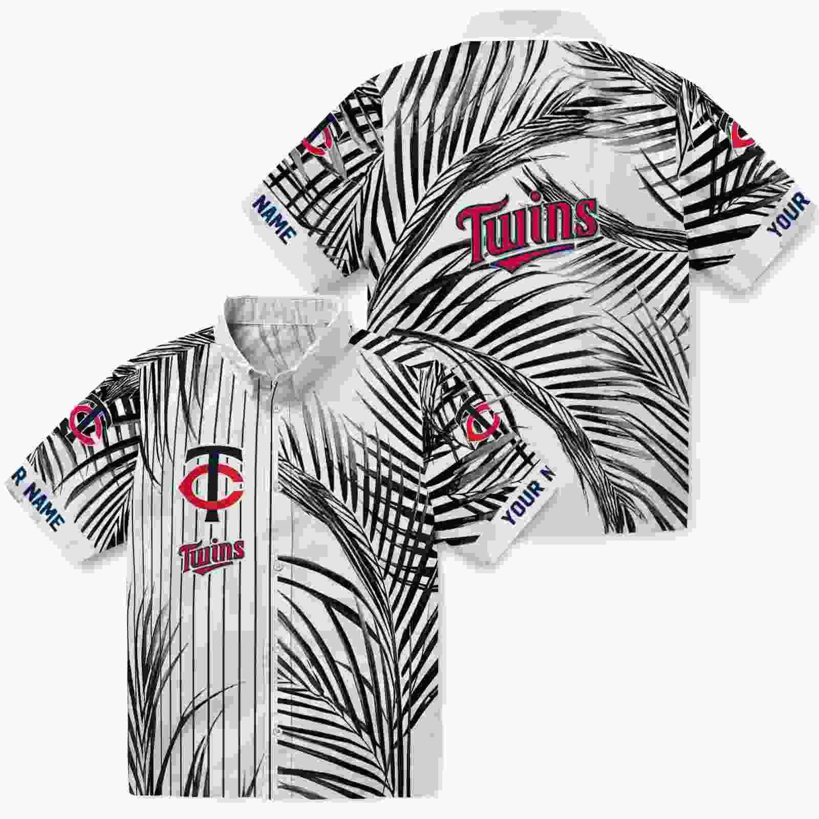 minnesota twins palm stripes navy black white hawaiian shirt high quality