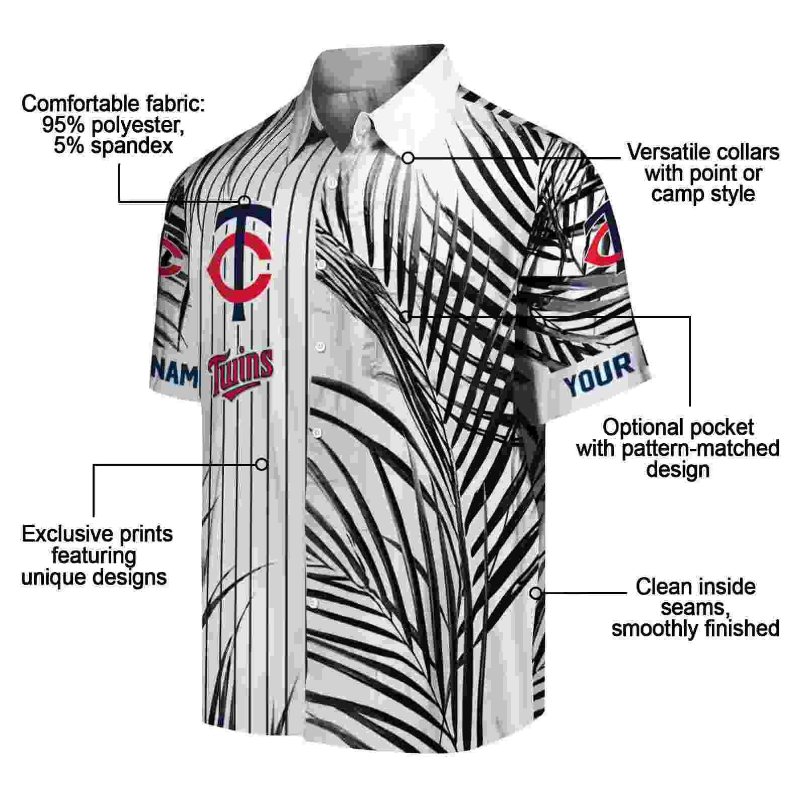 minnesota twins palm stripes navy black white hawaiian shirt new arrival